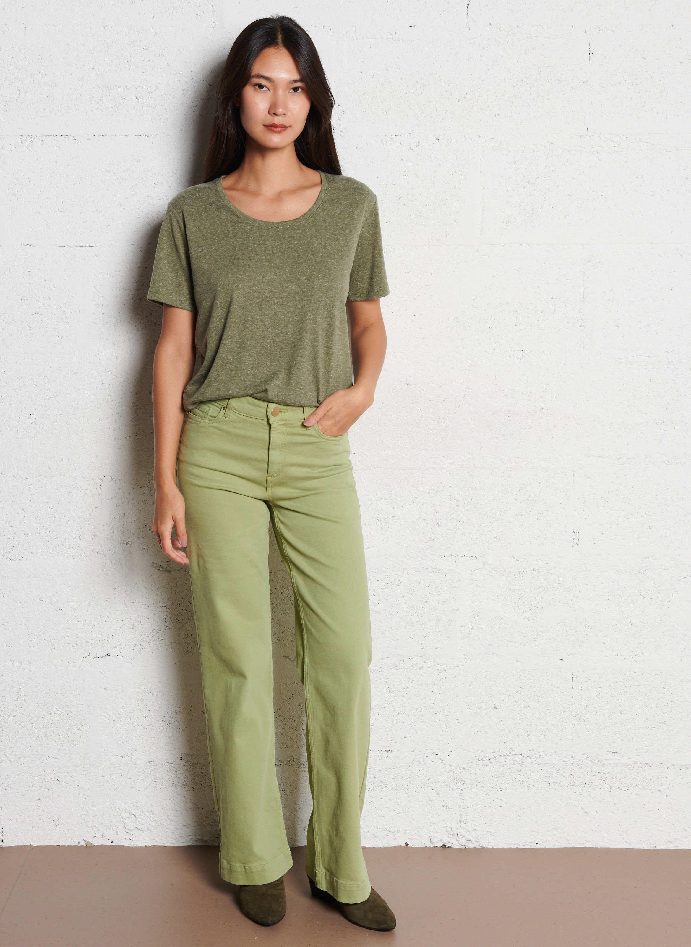 Tee-shirt fluide chiné manches courtes fay MAISON 123 Kaki