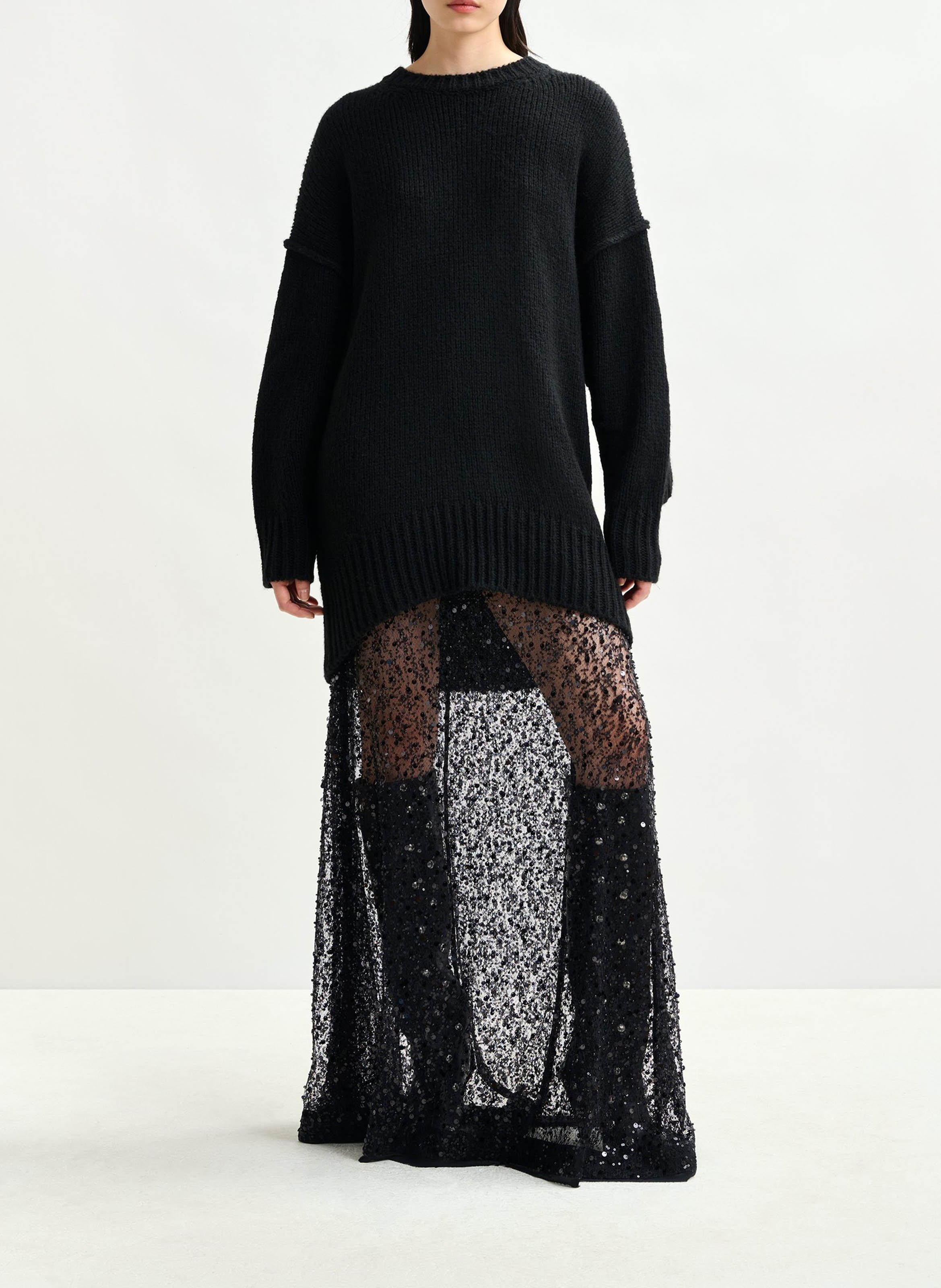 Jupe longue pailletée isequins ESSENTIEL ANTWERP Noir