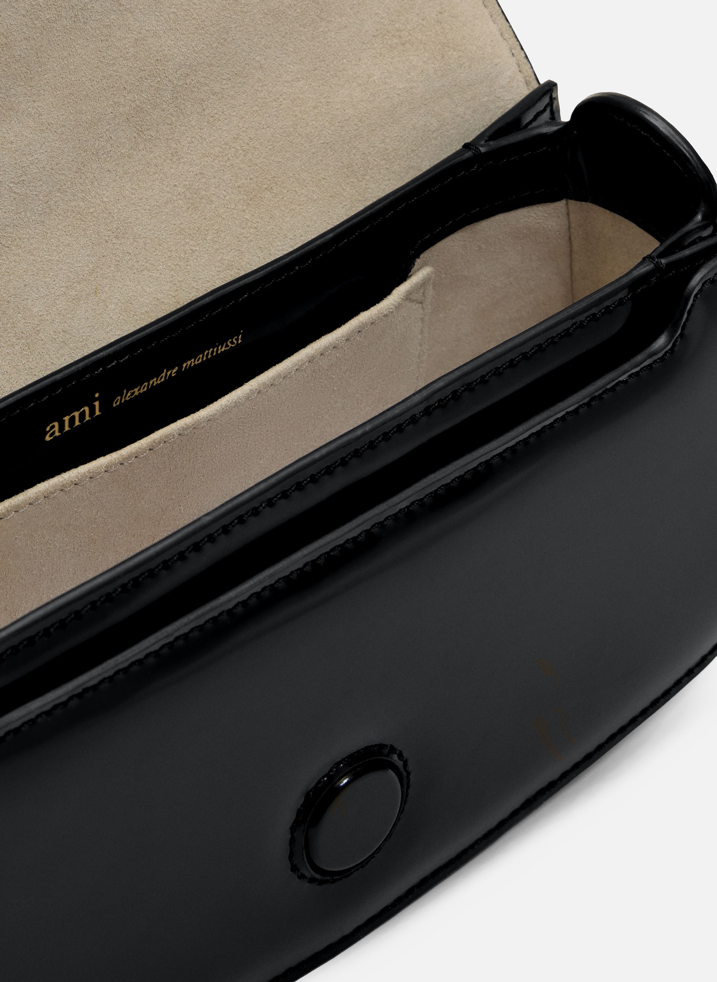 Sac porte epaule paris paris unisexe en cuir de veau AMI PARIS Noir