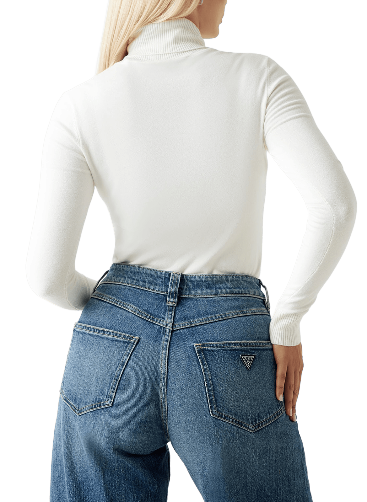 Embroidered turtleneck sweater Beige