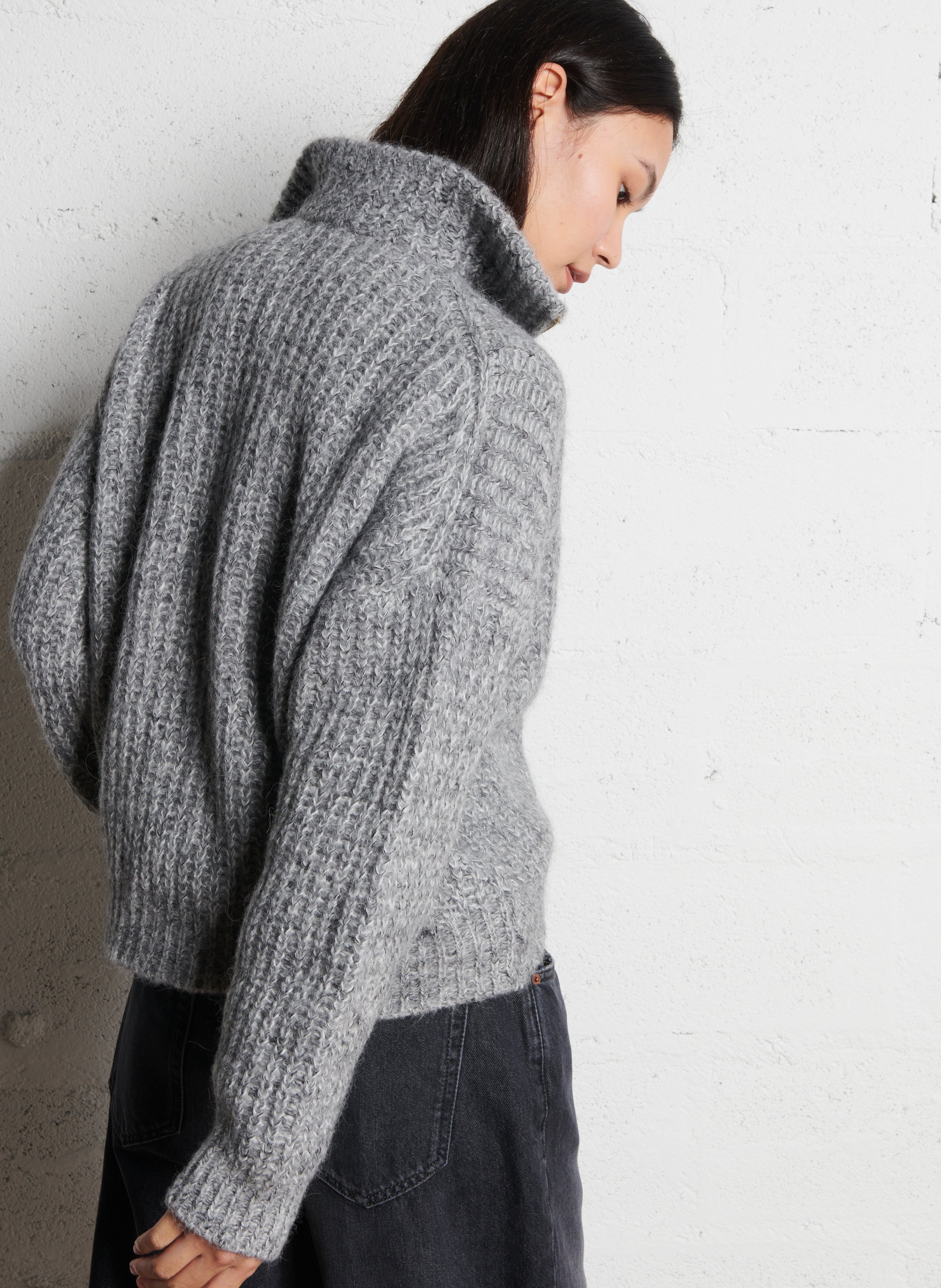 Pull col montant en laine mélangée baltan BA&SH Noir