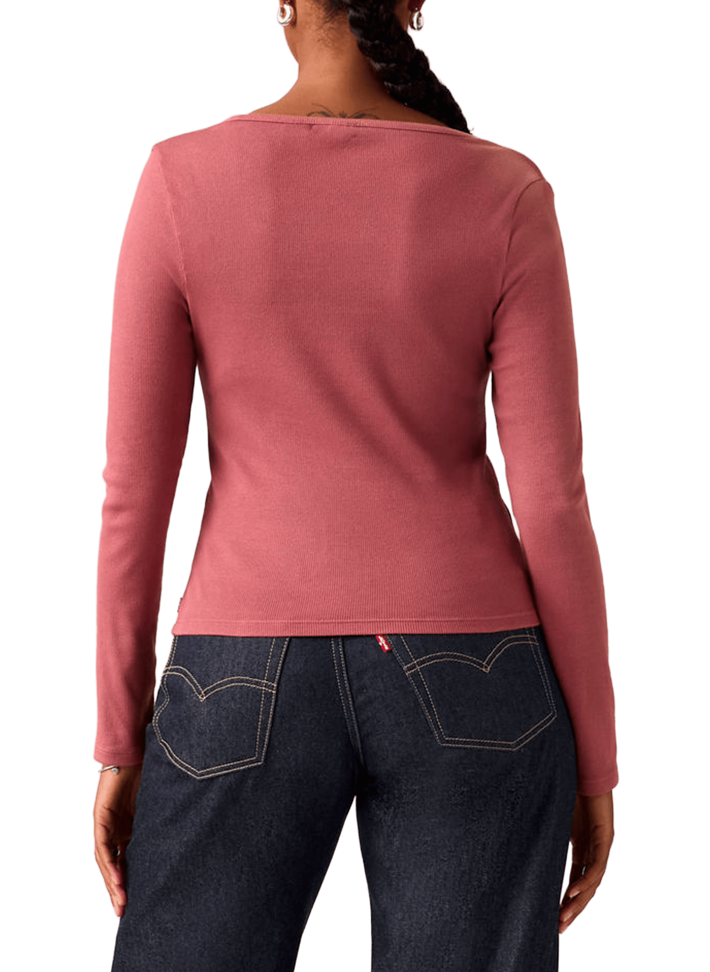 T-shirt droit manches longues en coton mélangé LEVI'S Rouge