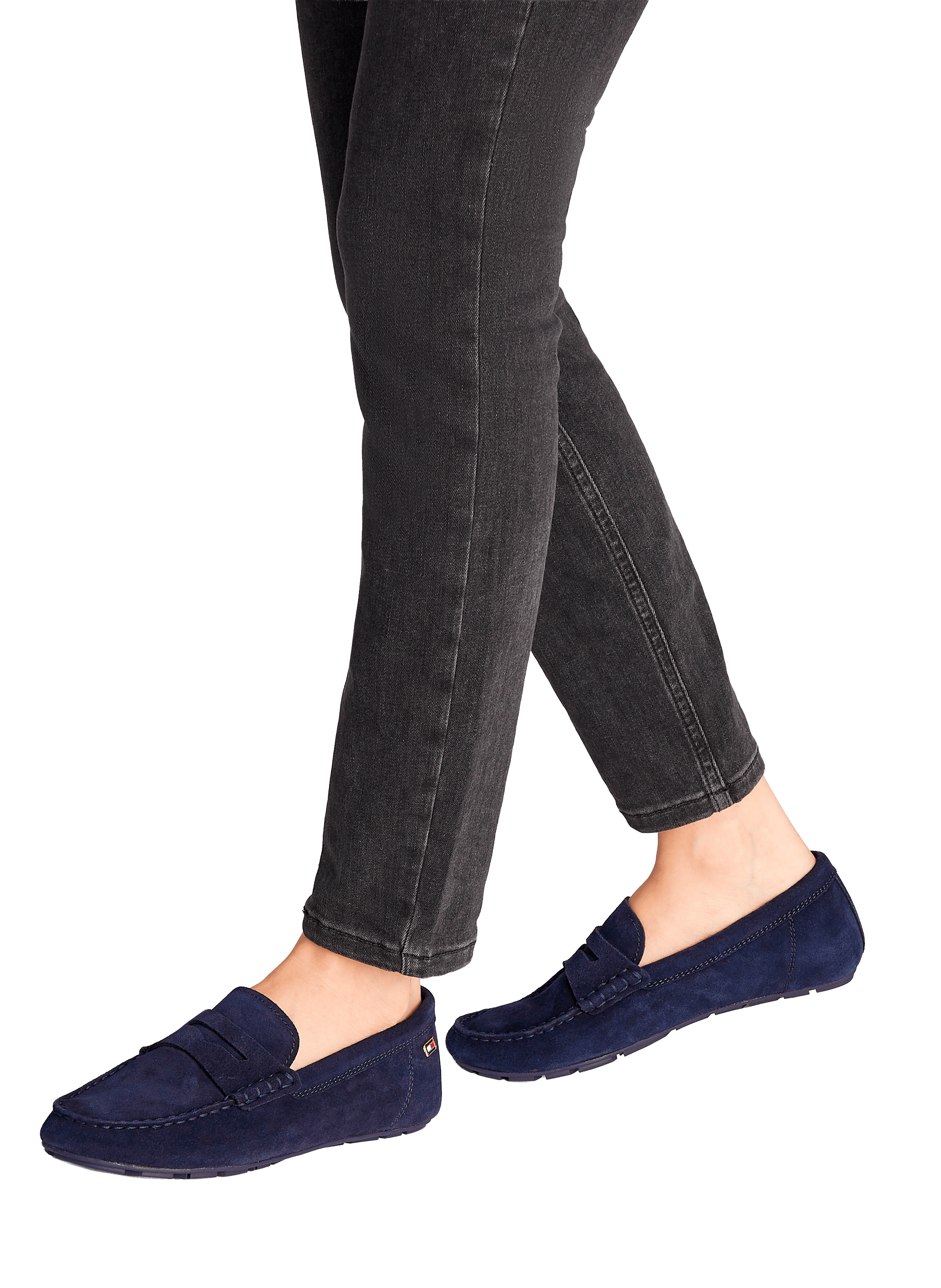 Mocassins daim à logo drapeau en cuir TOMMY HILFIGER Bleu