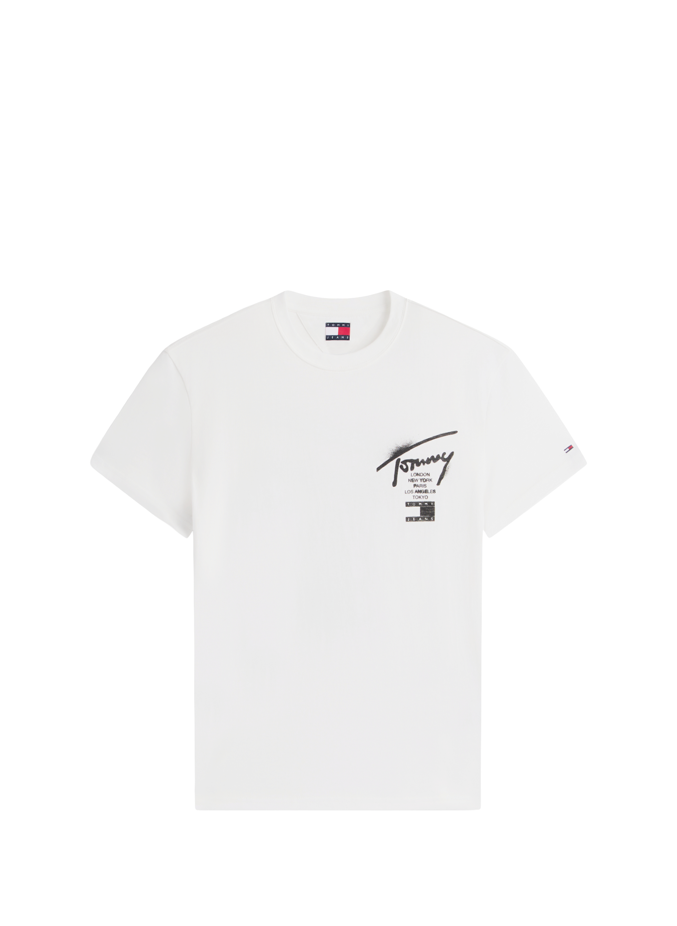 Biker-style cotton t-shirt TOMMY HILFIGER White