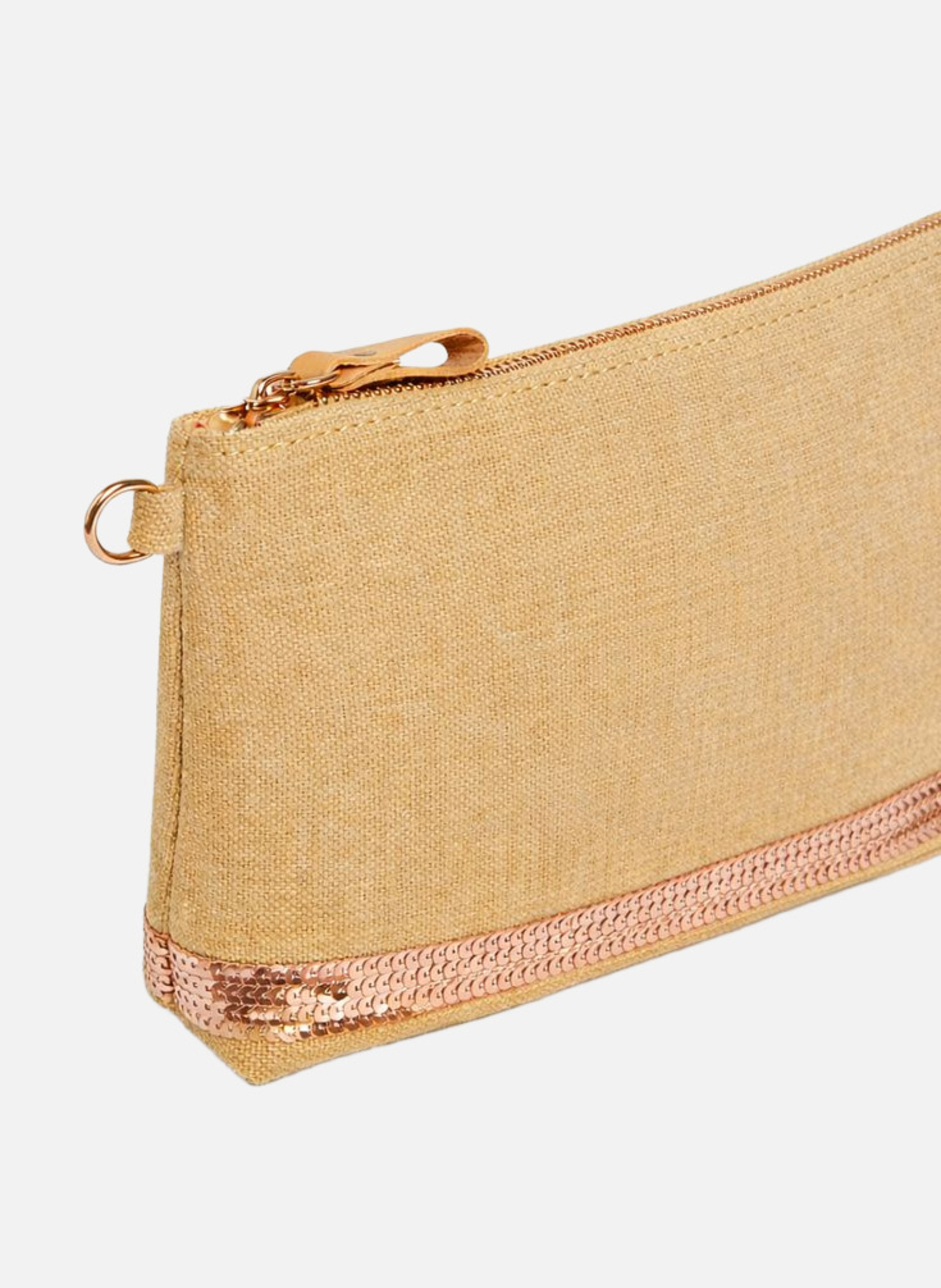 Pochette zippé en lin VANESSA BRUNO Marron
