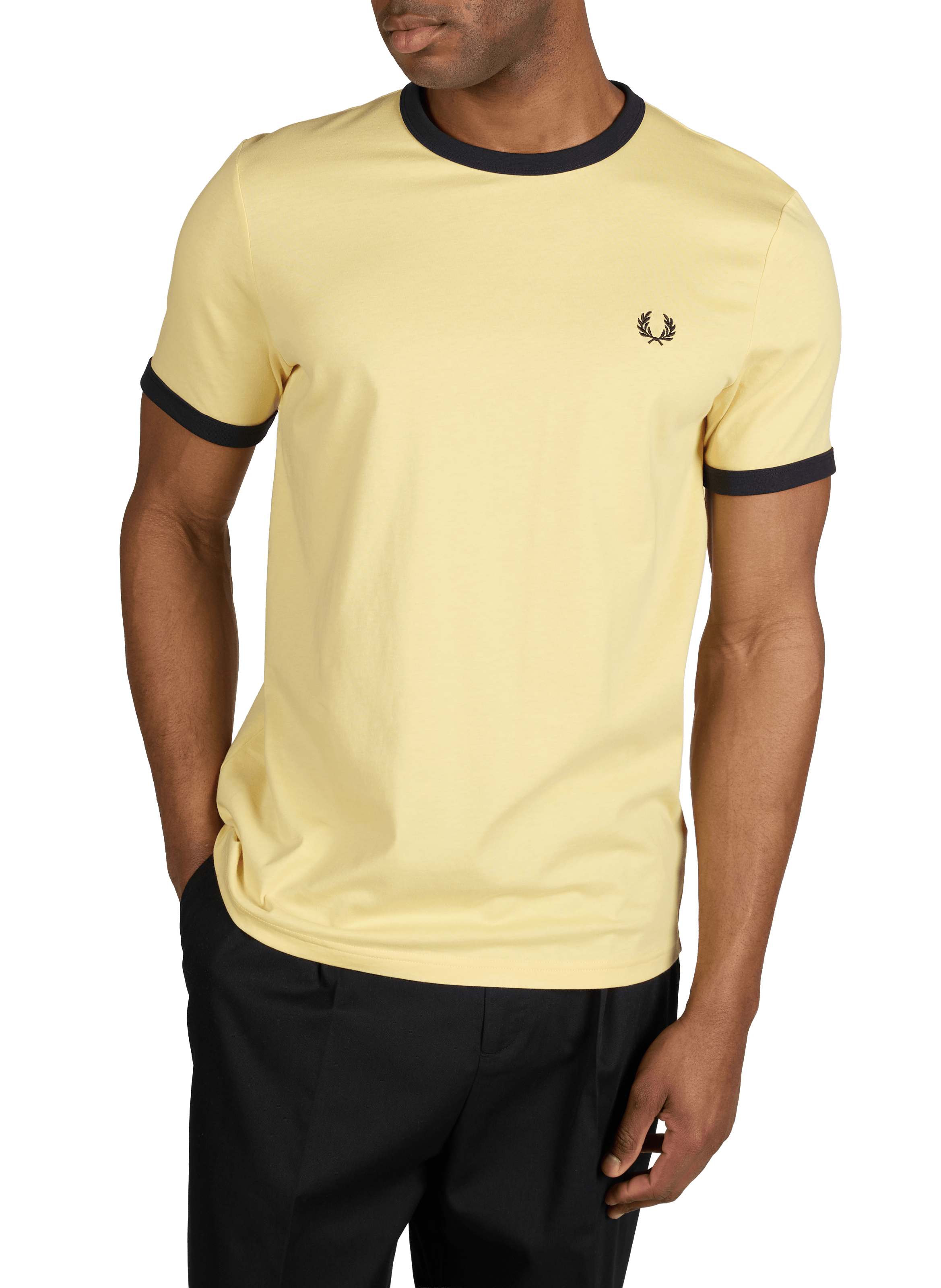 T-shirt à bordures contrastantes en coton FRED PERRY Jaune
