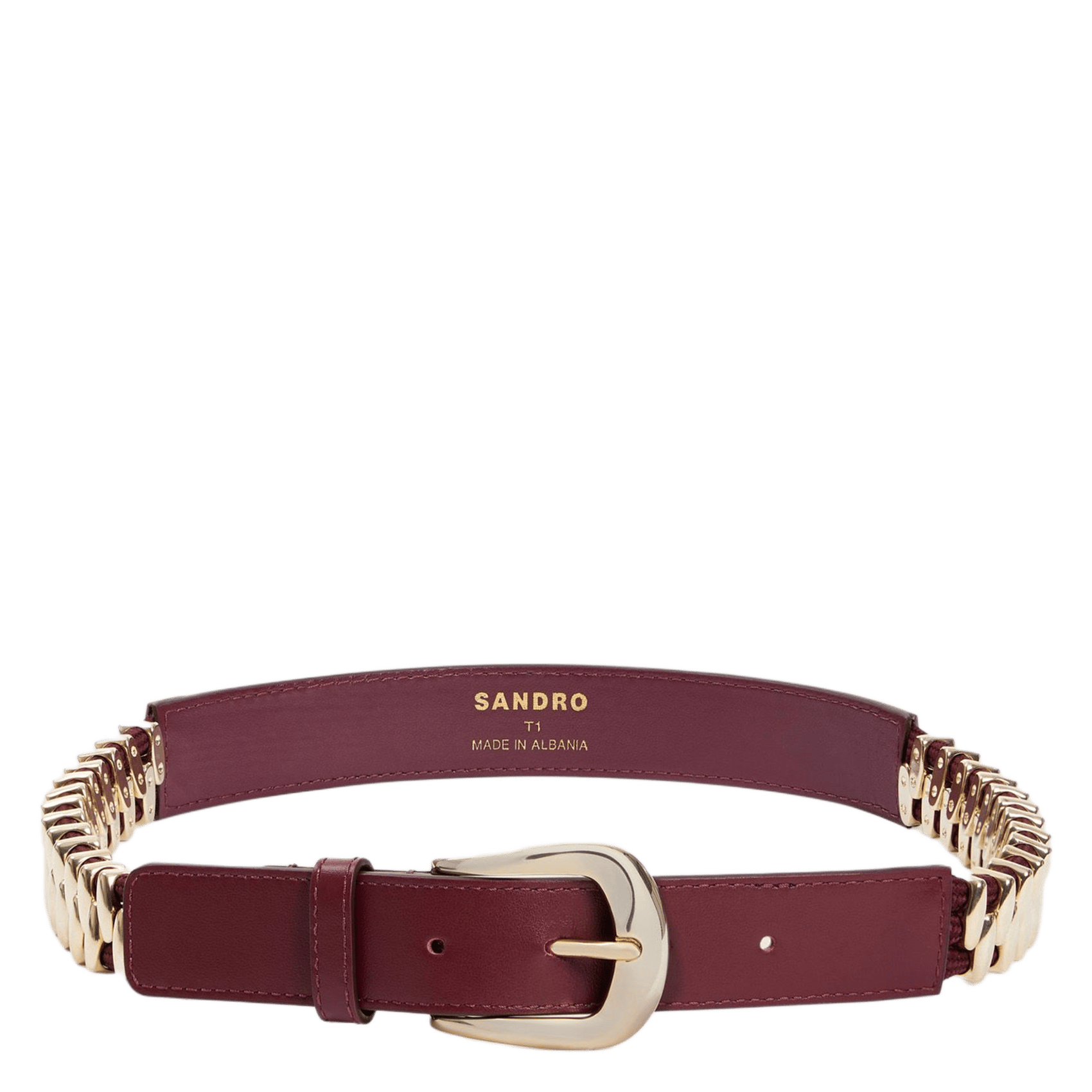 Ceinture en cuir et chaines SANDRO Rouge