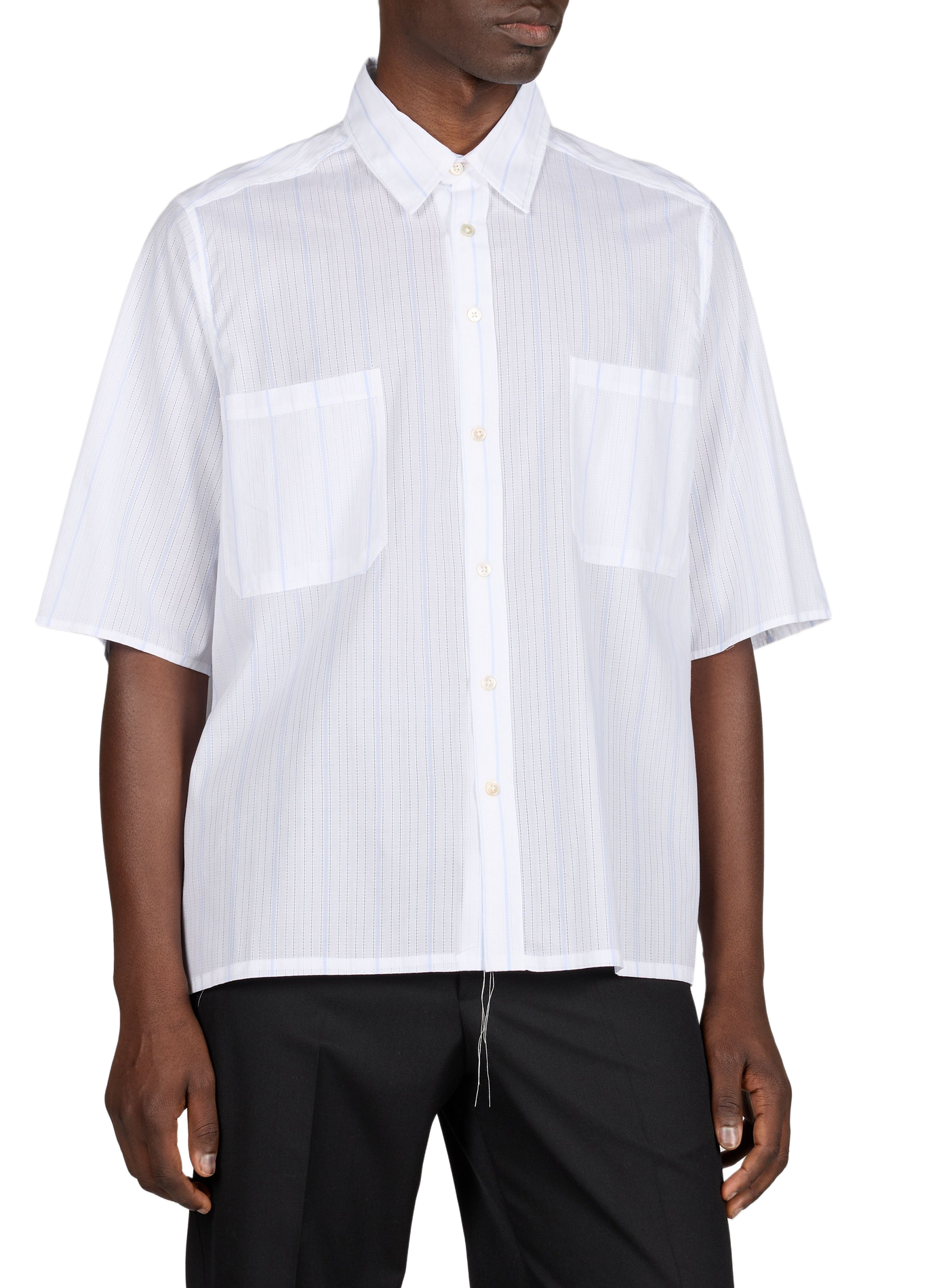 Short-sleeved striped cotton shirt CAMIEL FORTGENS White