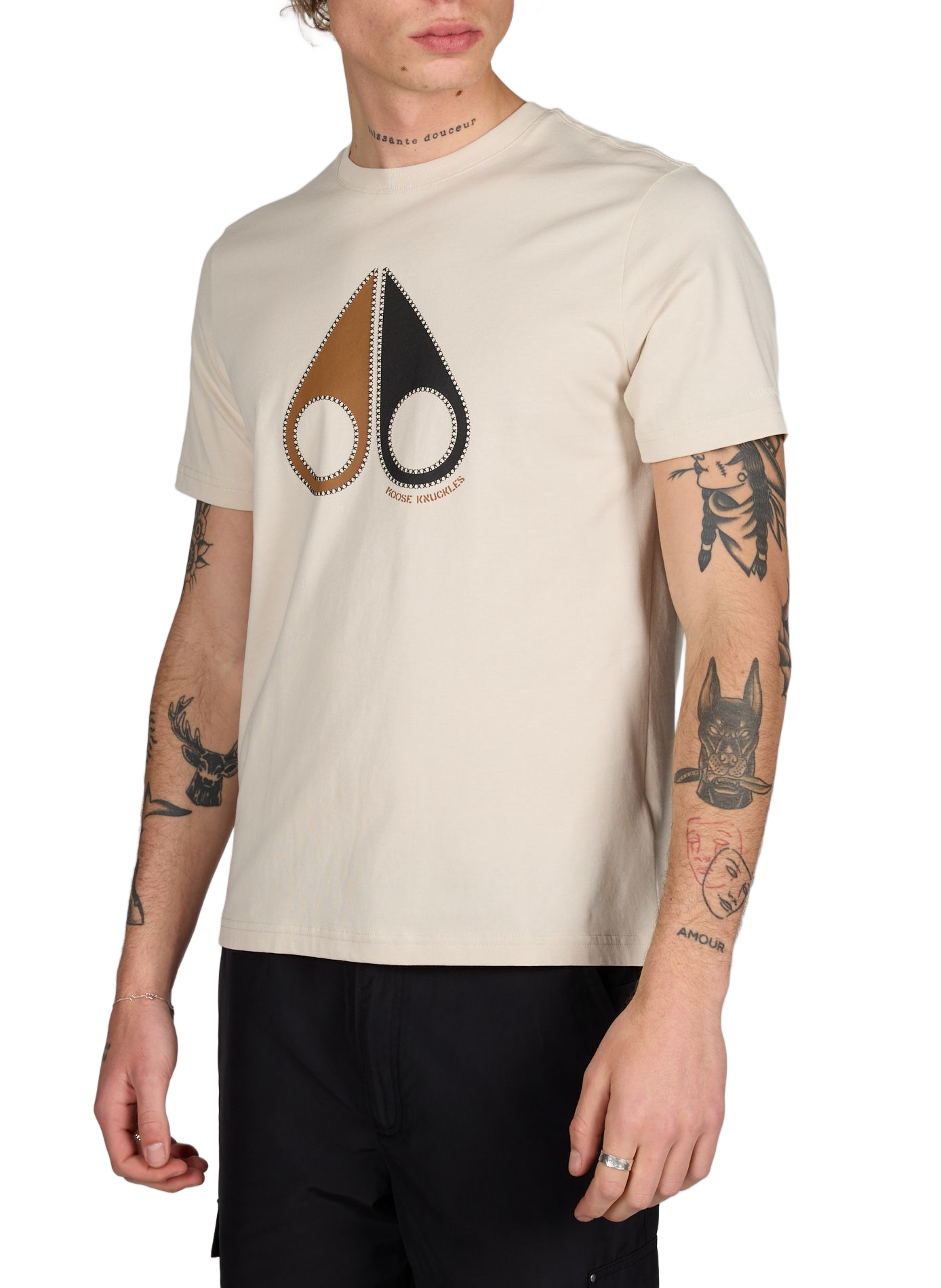 Cotton Logo T-shirt MOOSE KNUCKLES Grey