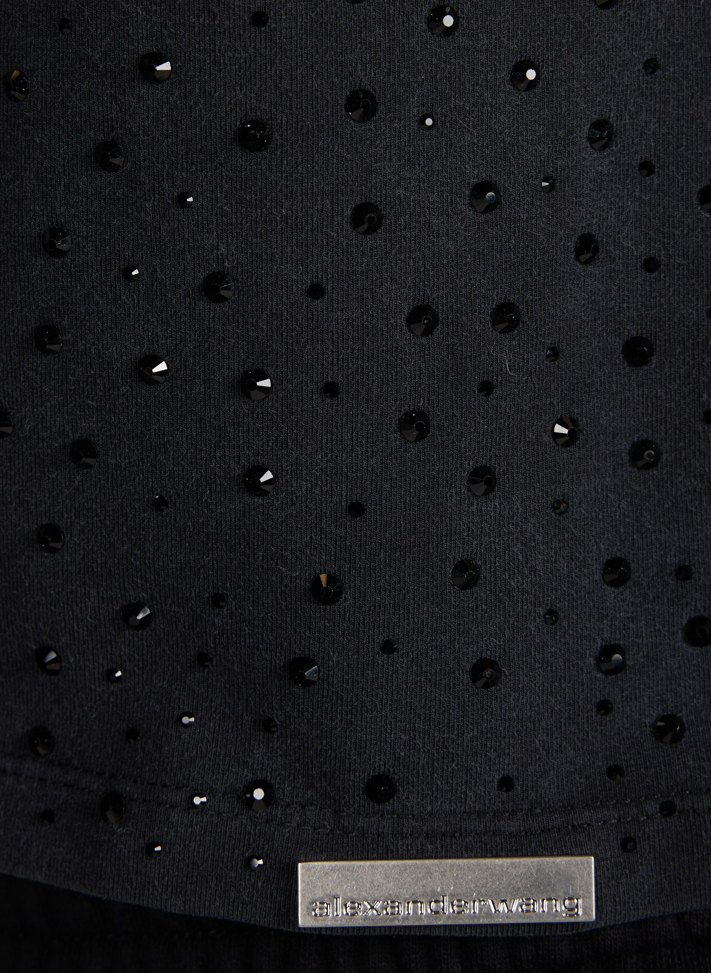 T-shirt with rhinestones in blended cotton ALEXANDER WANG Black