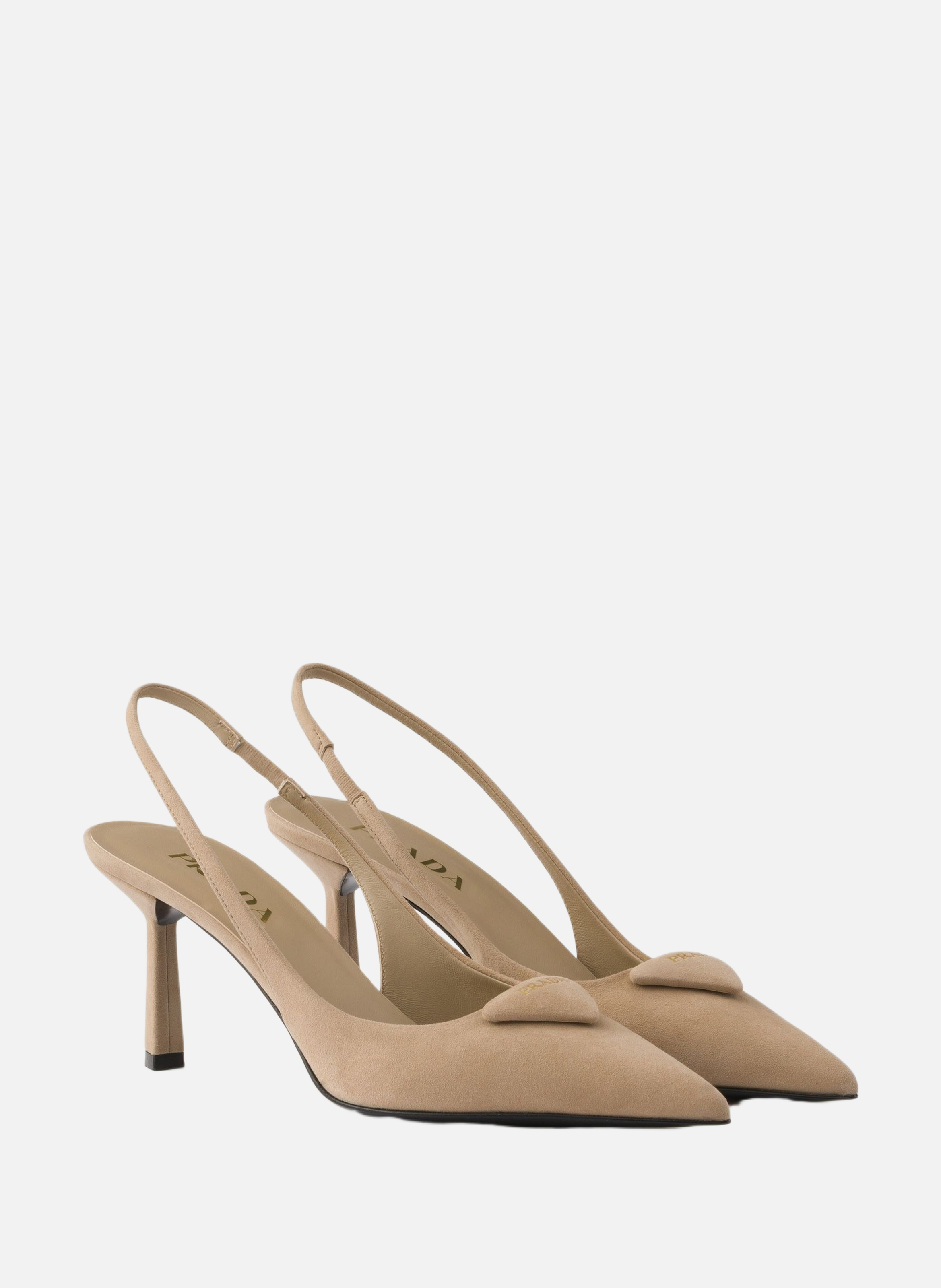 Escarpins à bride arrière en veau velours PRADA Beige