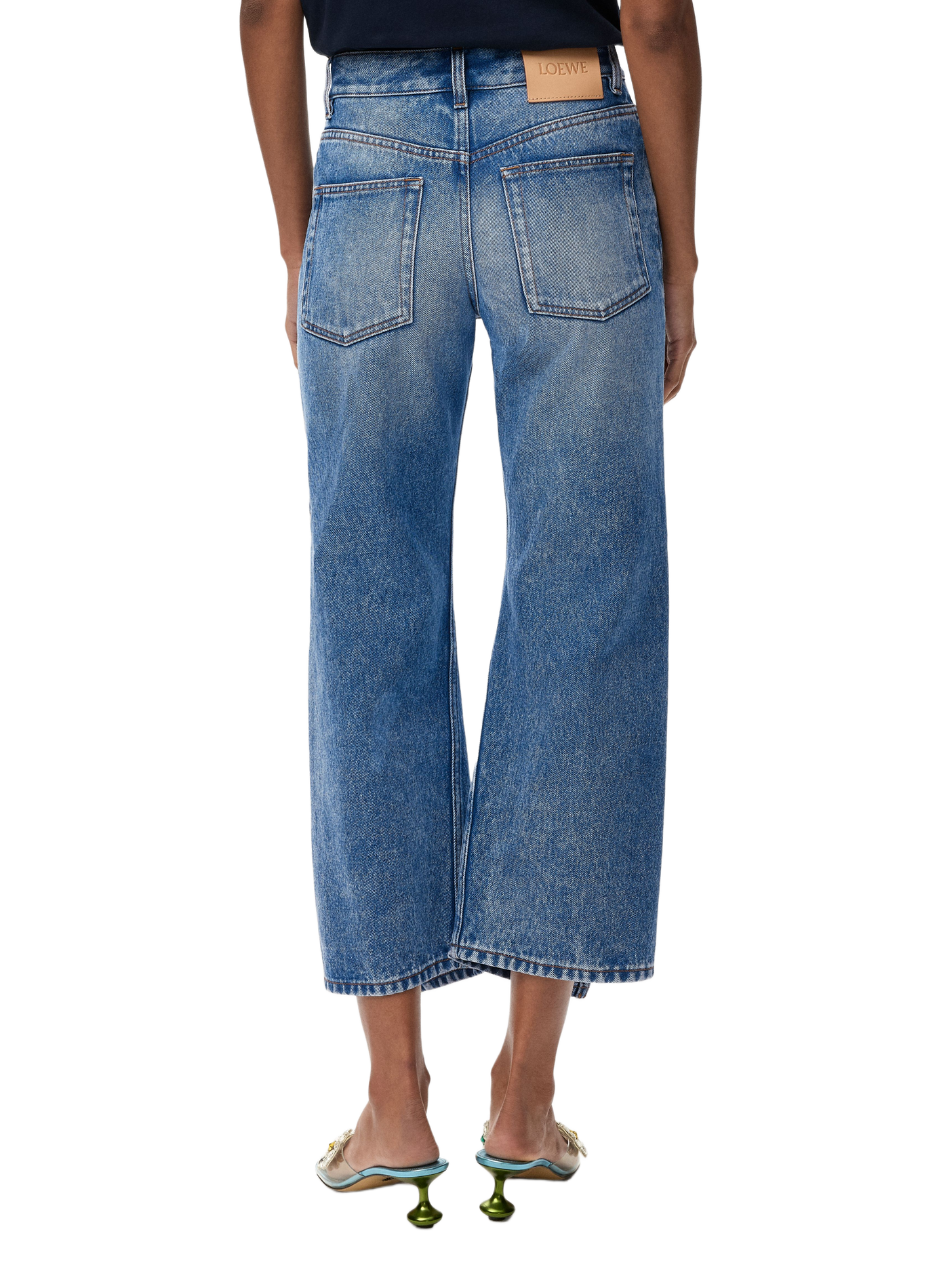 Wide-leg split cotton denim jeans LOEWE Blue