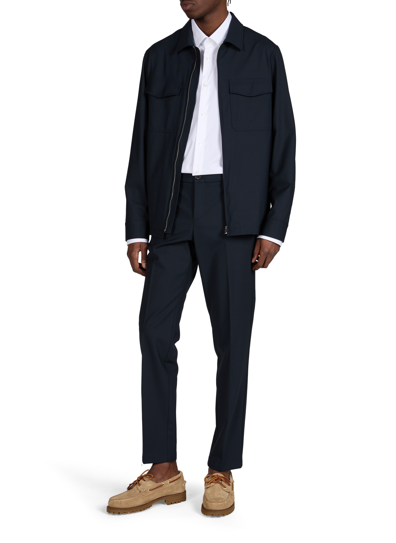 Jacket with classic collar in blended virgin wool CRUNA Blue