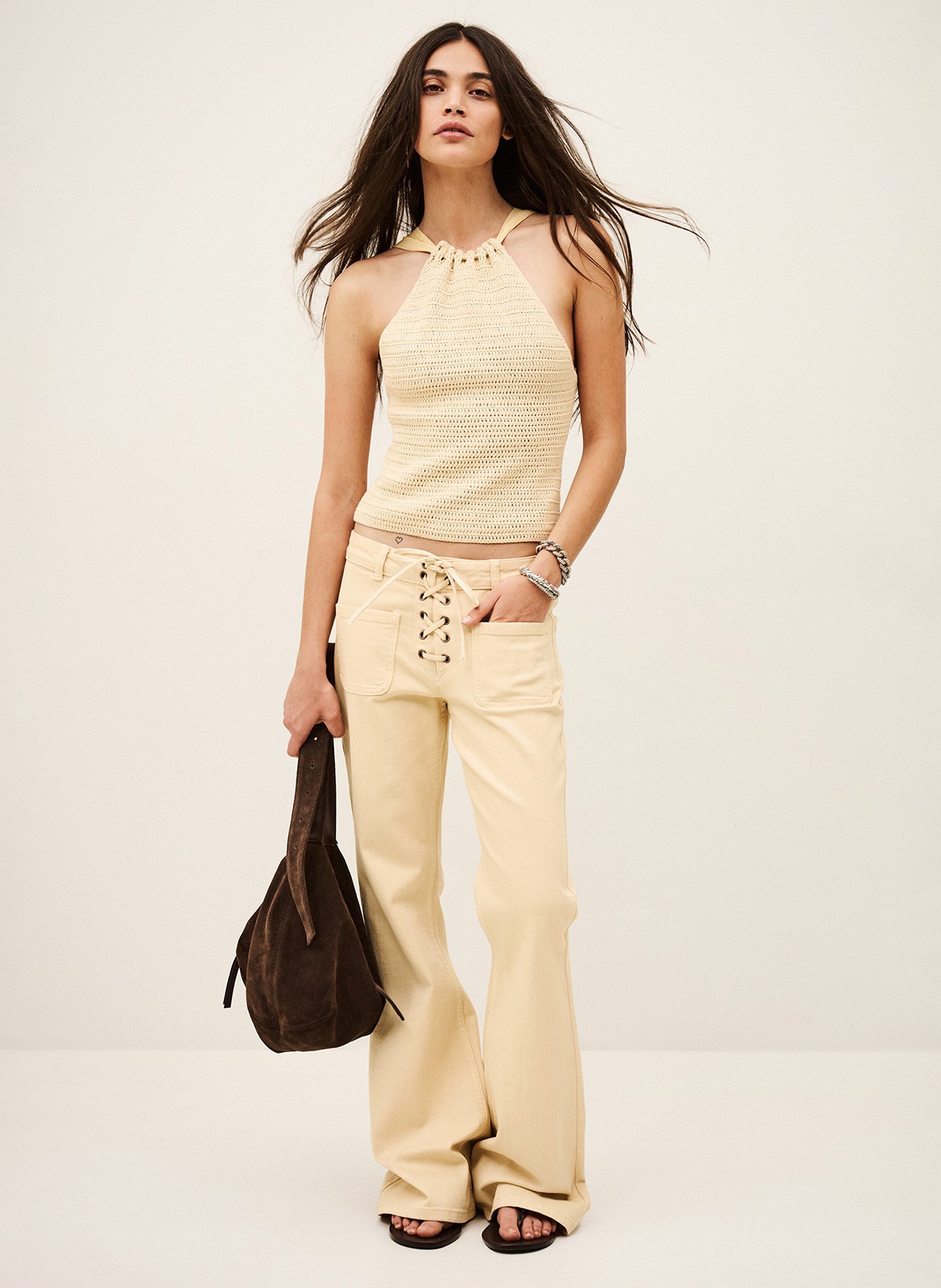 Top col halter en maille de coton cedric BA&SH Multicolore