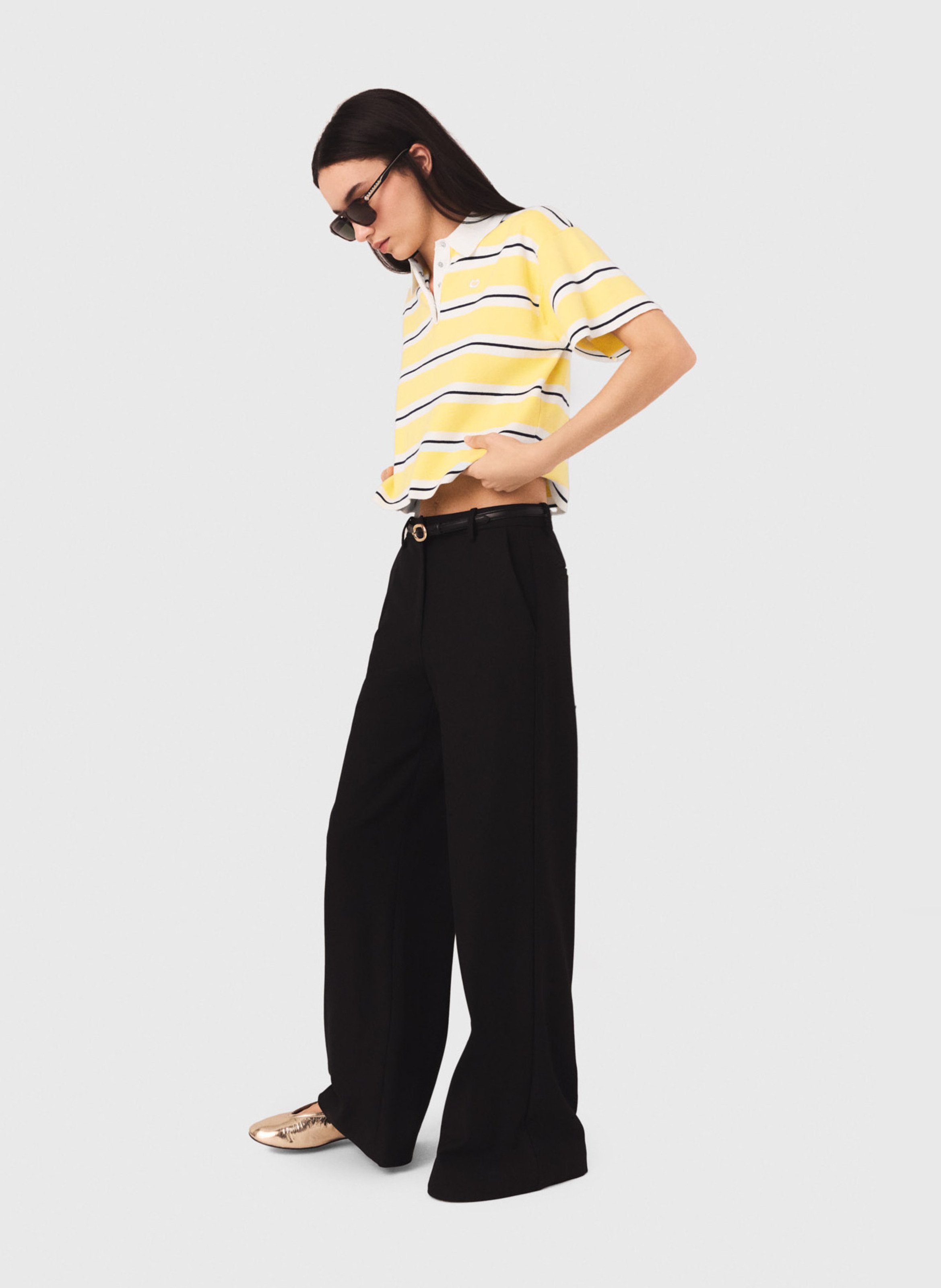 Pantalon flare en laine mélangée MAJE Noir