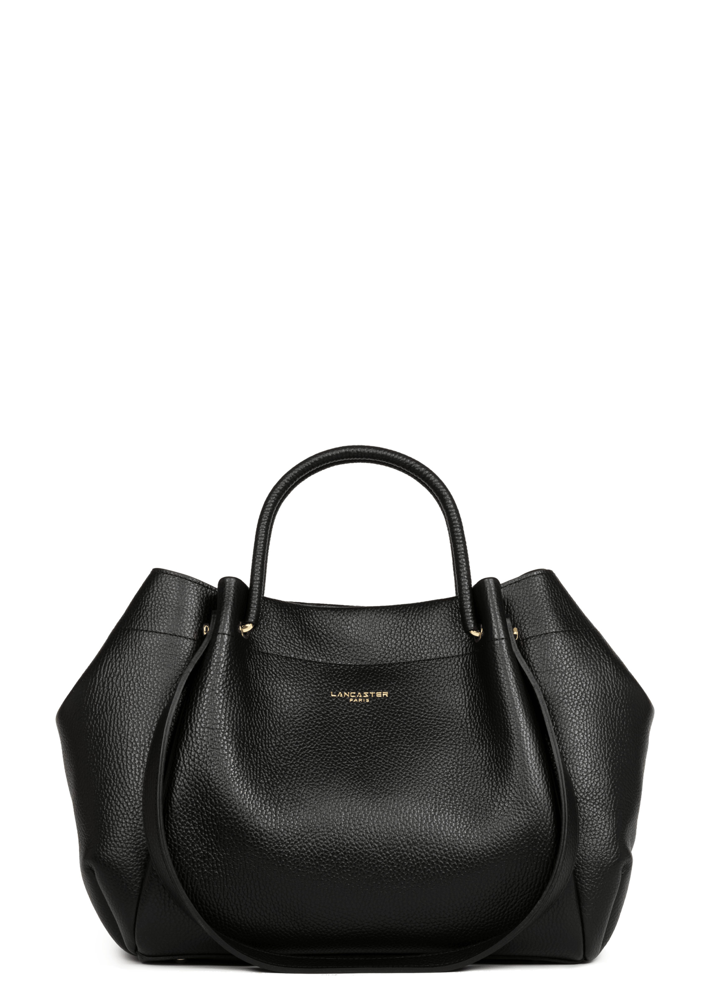 Très grand sac cabas épaule - foulonné double louisa LANCASTER Noir