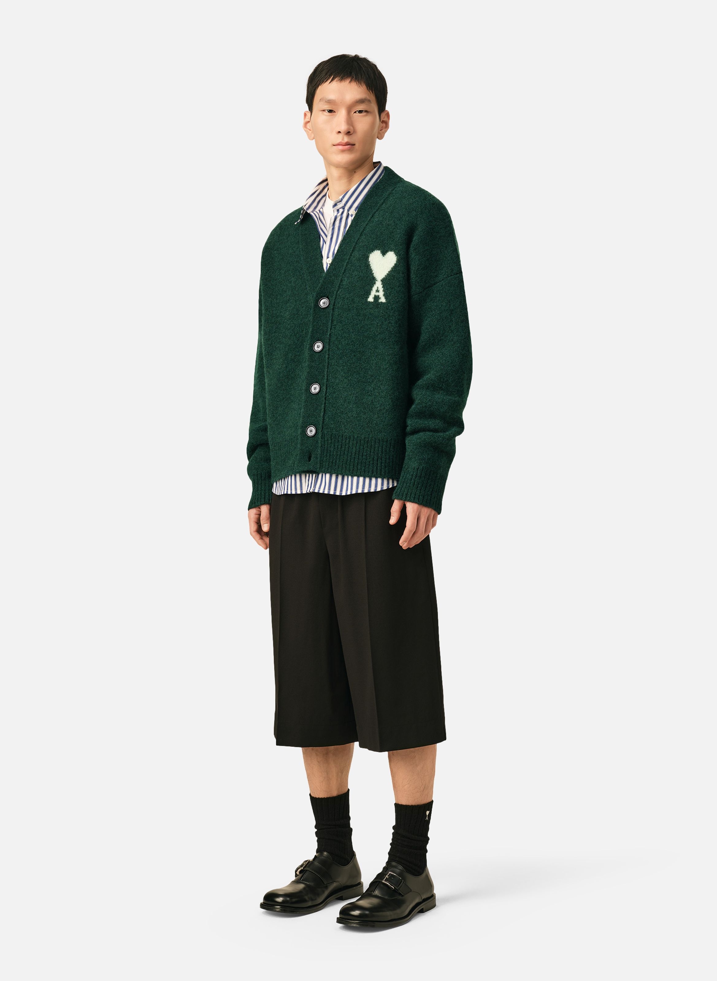 Cardigan unisexe en alpaga ami de coeur AMI PARIS Vert