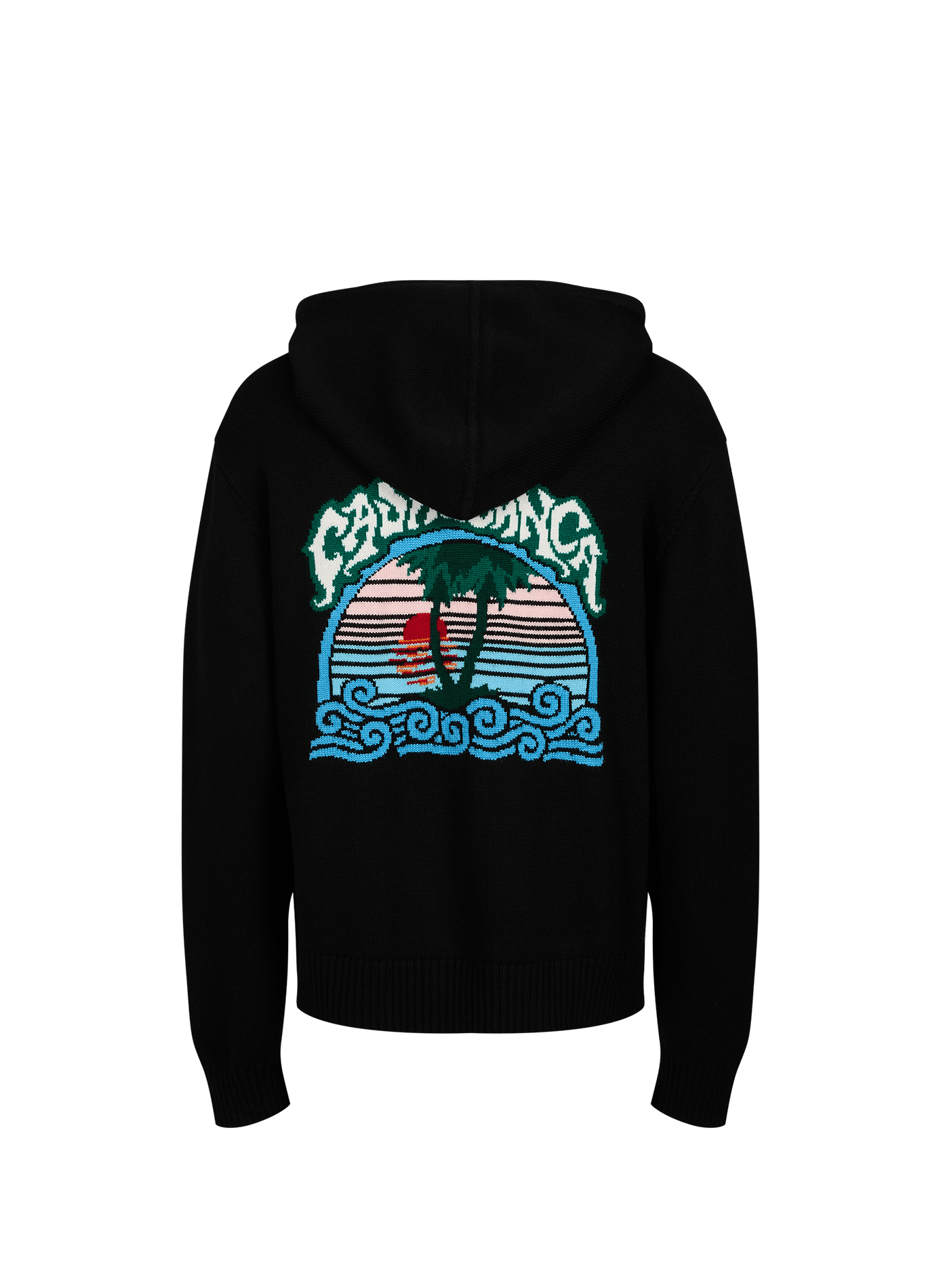 Zippered wool hooded cardigan CASABLANCA PARIS Black