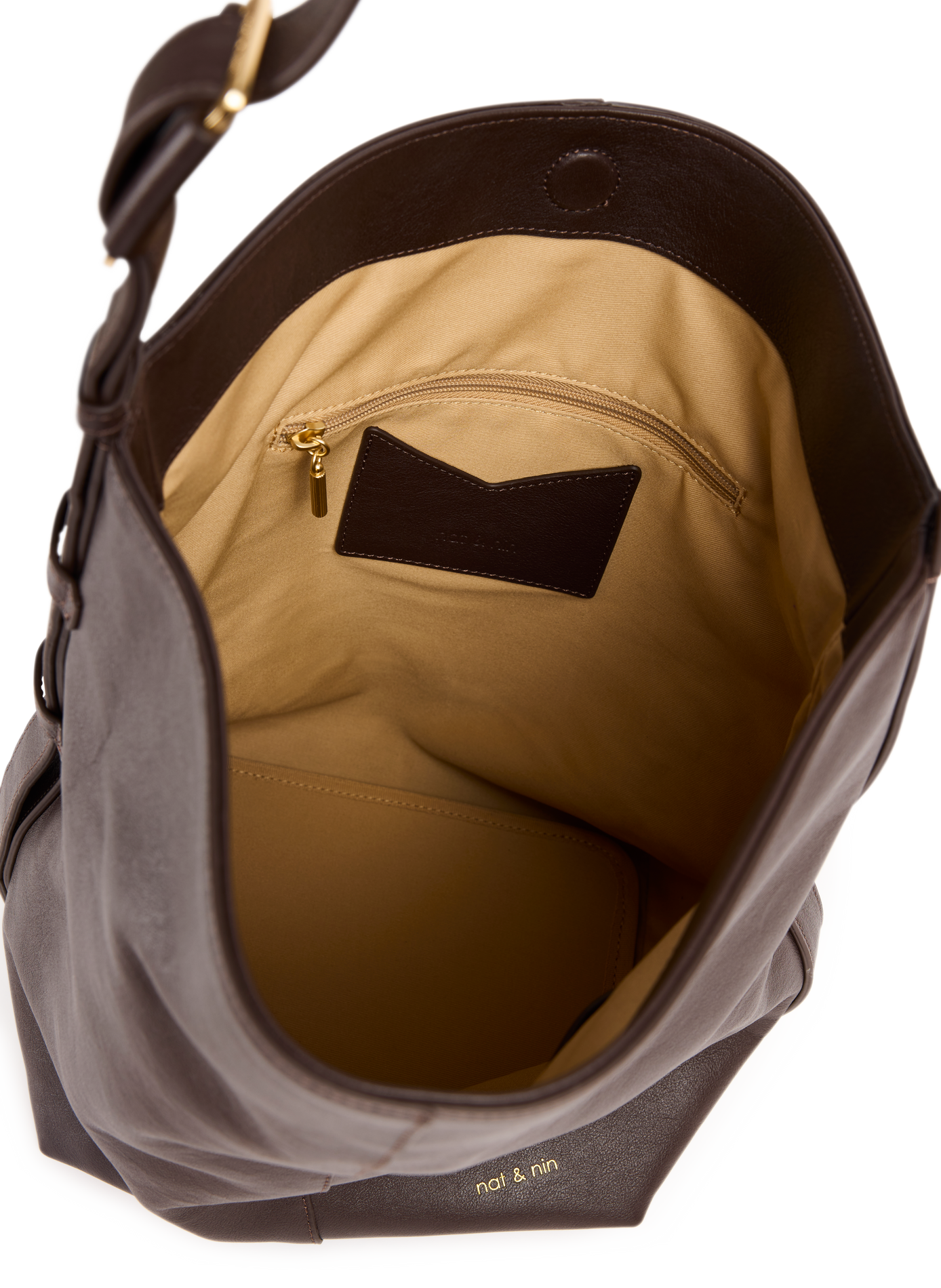 Schultertasche aus Leder NAT & NIN Braun