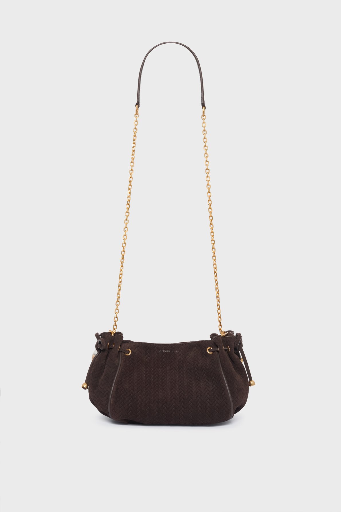 Sac en cuir velours effet tressé - le mini 24 GERARD DAREL Marron