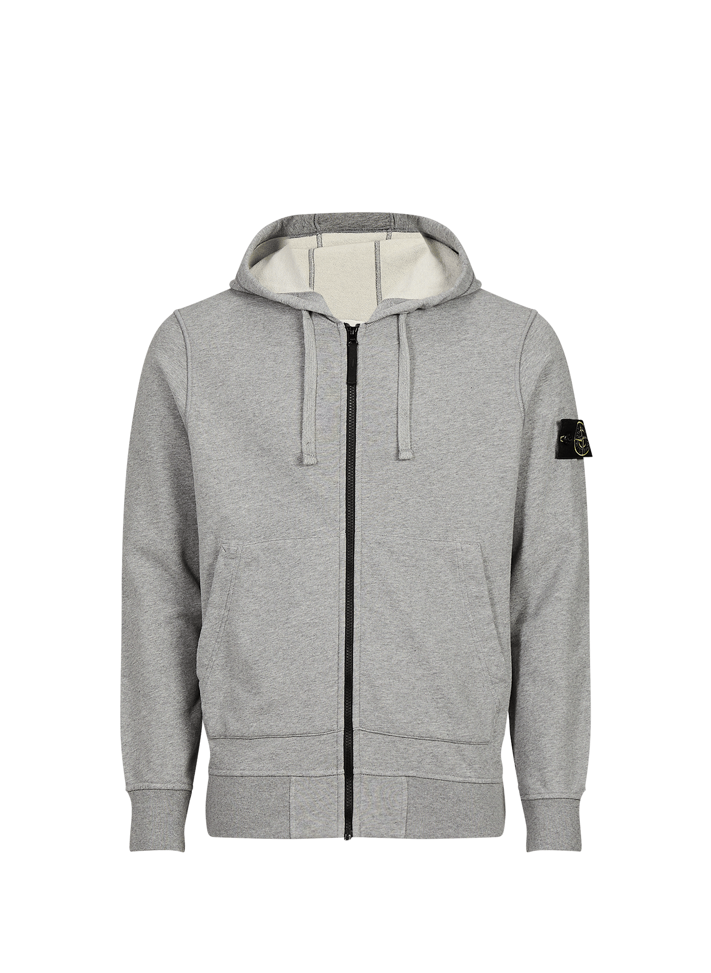 Gefütterter Baumwollkapuzenpullover mit Reißverschluss STONE ISLAND Grau