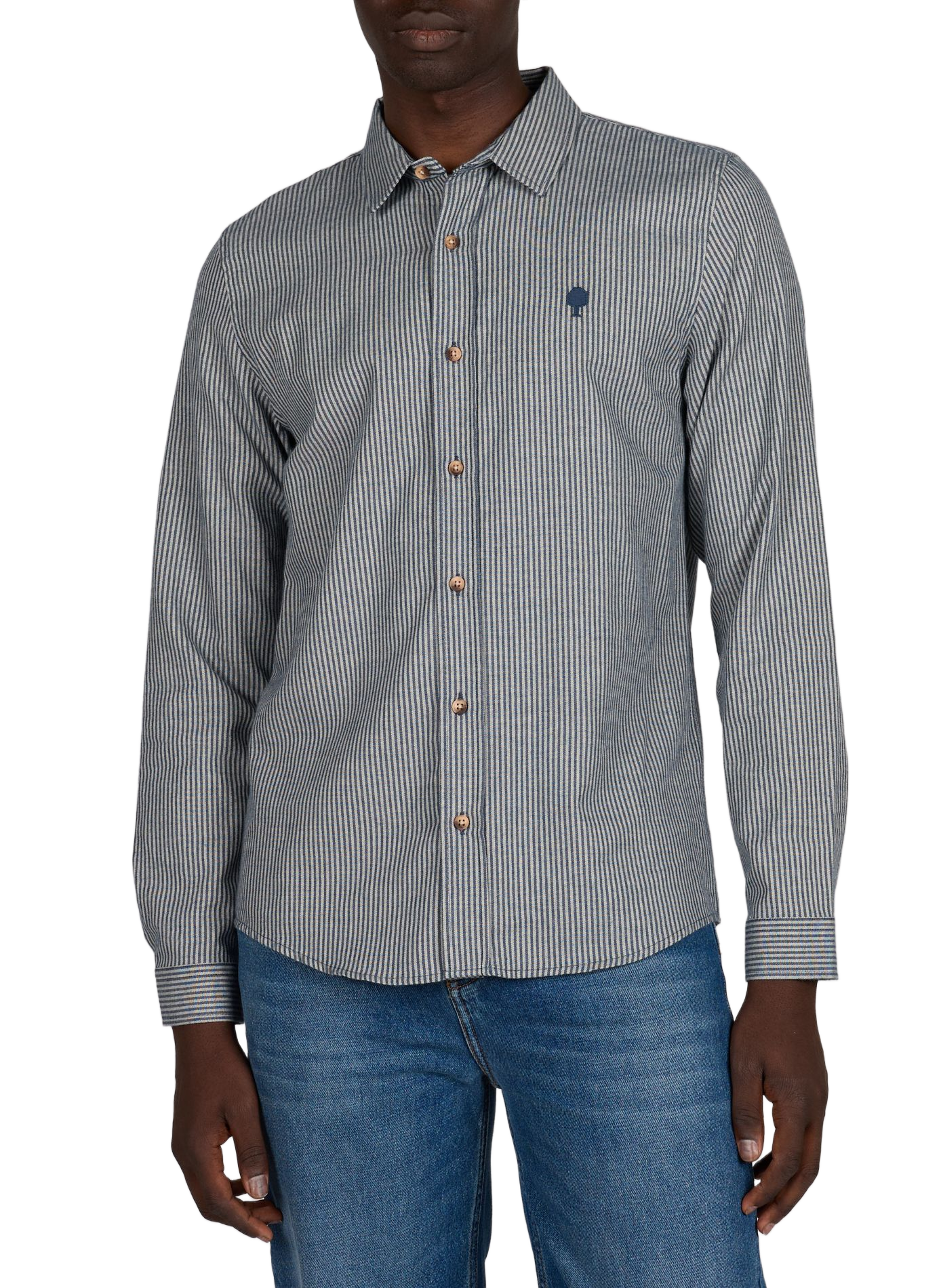 Long-sleeved striped cotton shirt FAGUO Beige