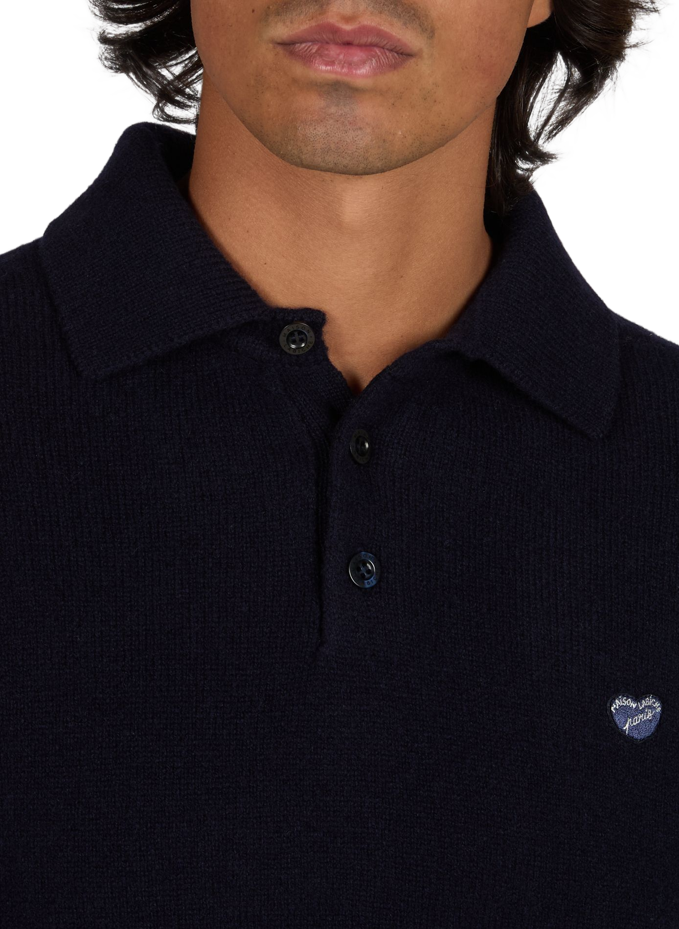 Straight wool long-sleeve polo MAISON LABICHE Blue