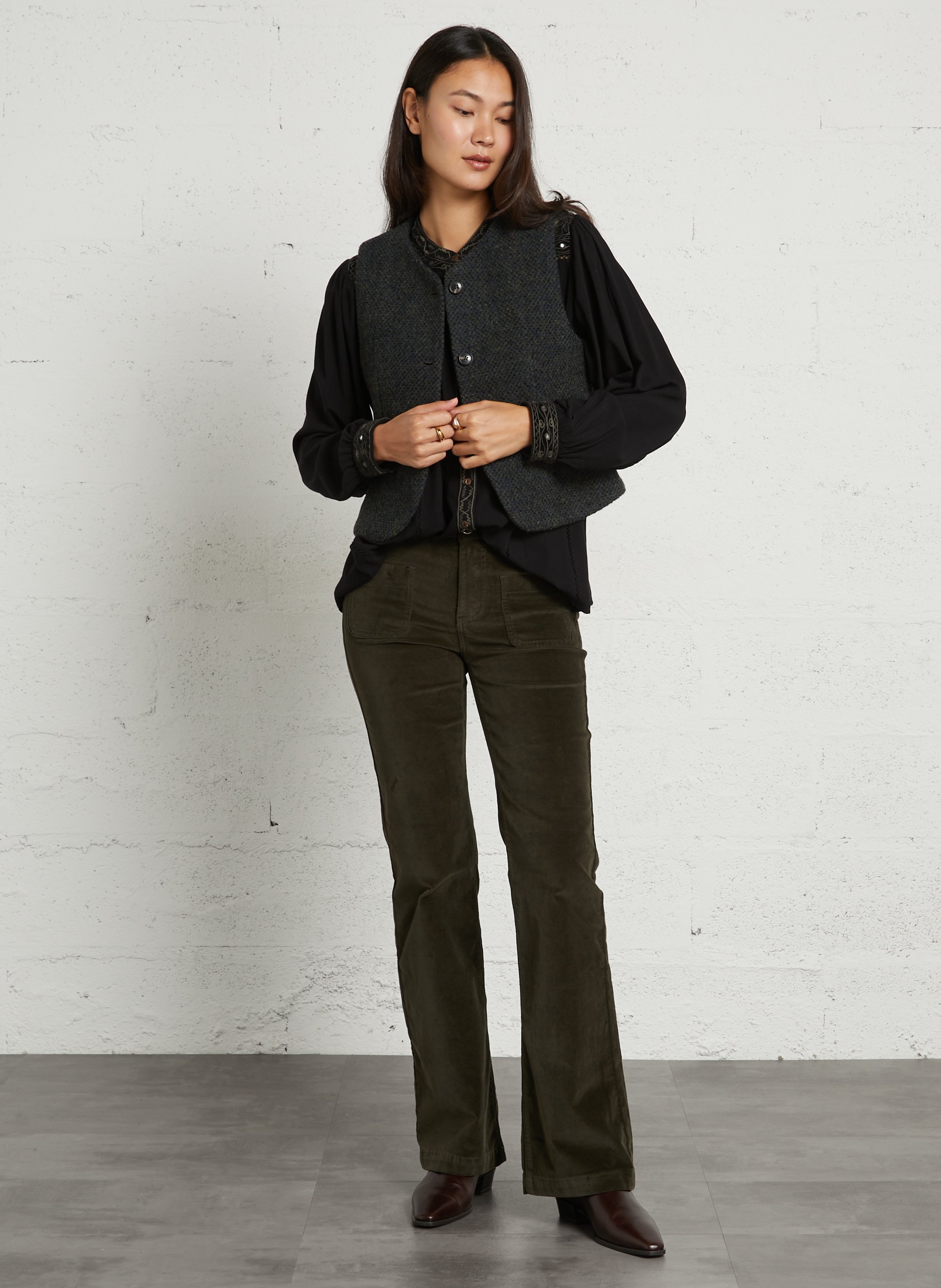 Veste droite en laine mélangée pharell MAISON 123 Vert