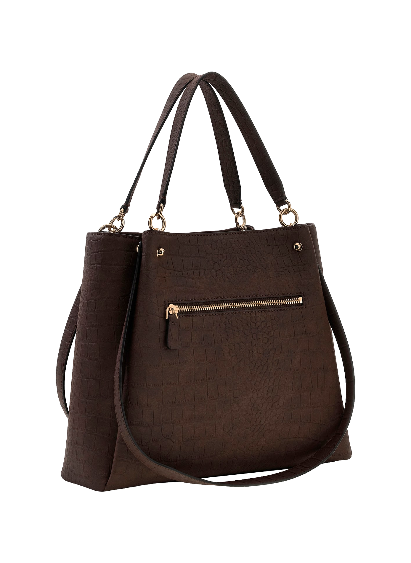 Sac à main effet croco GUESS Marron