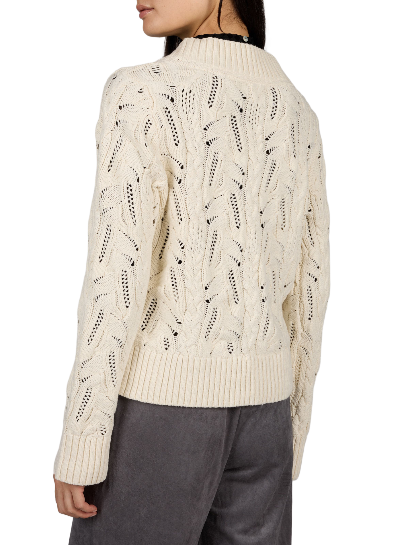 Mixed cotton knit sweater OBJECT Beige