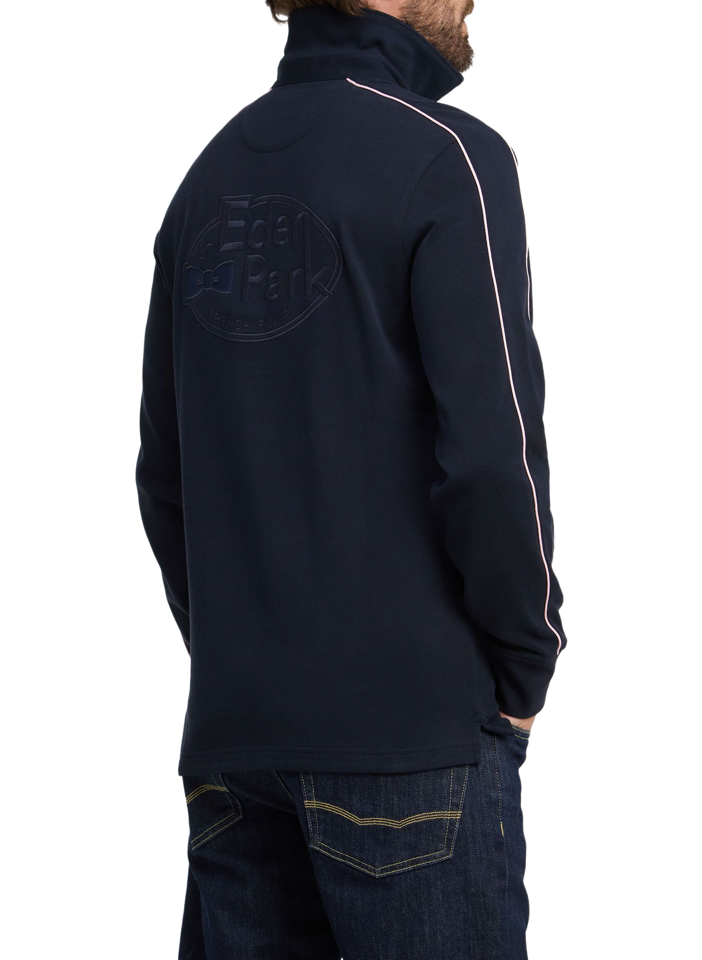 Gerader Baumwoll-Poloshirt EDEN PARK Blau