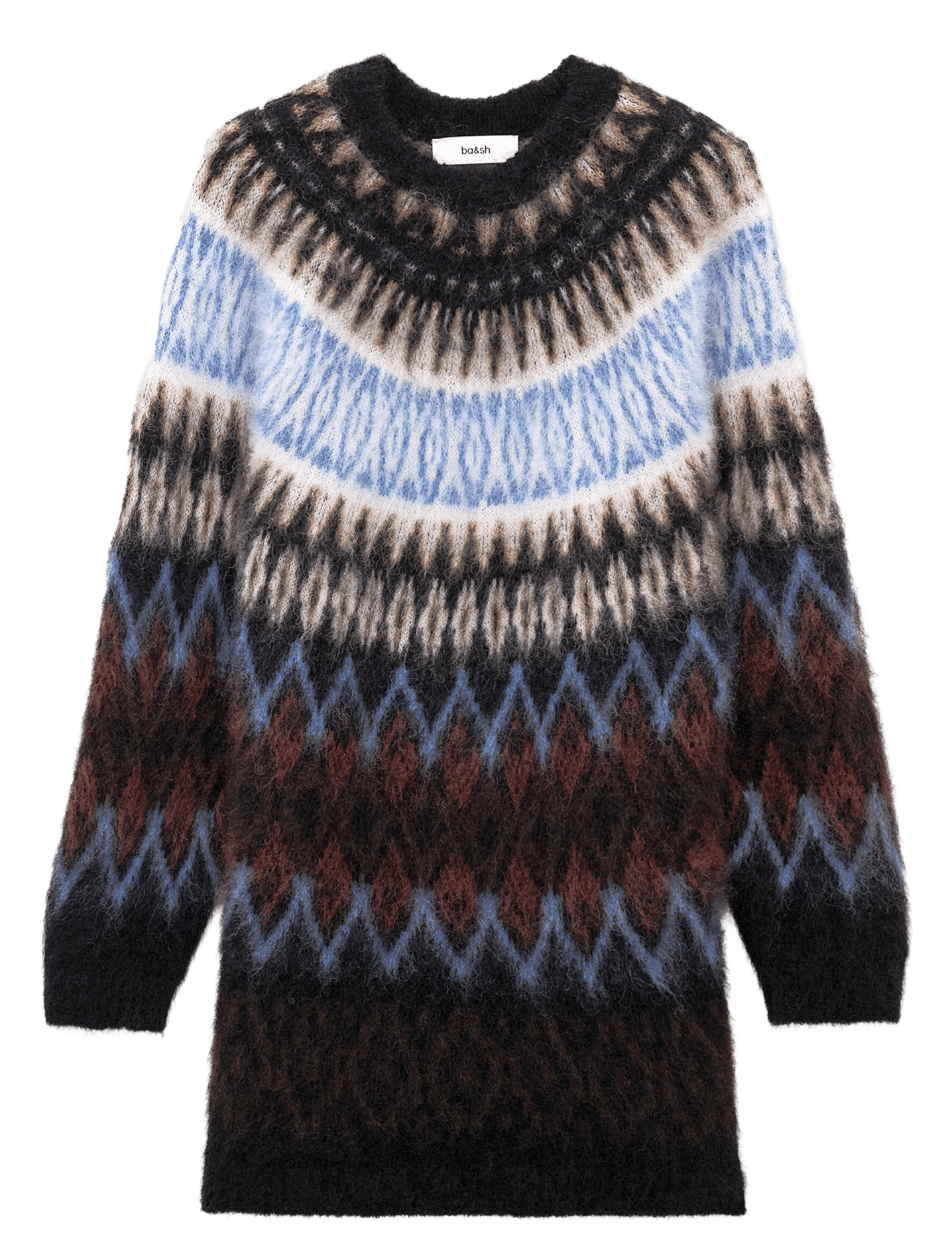 Pull droit col rond en laine mélangée folk BA&SH Multicolore