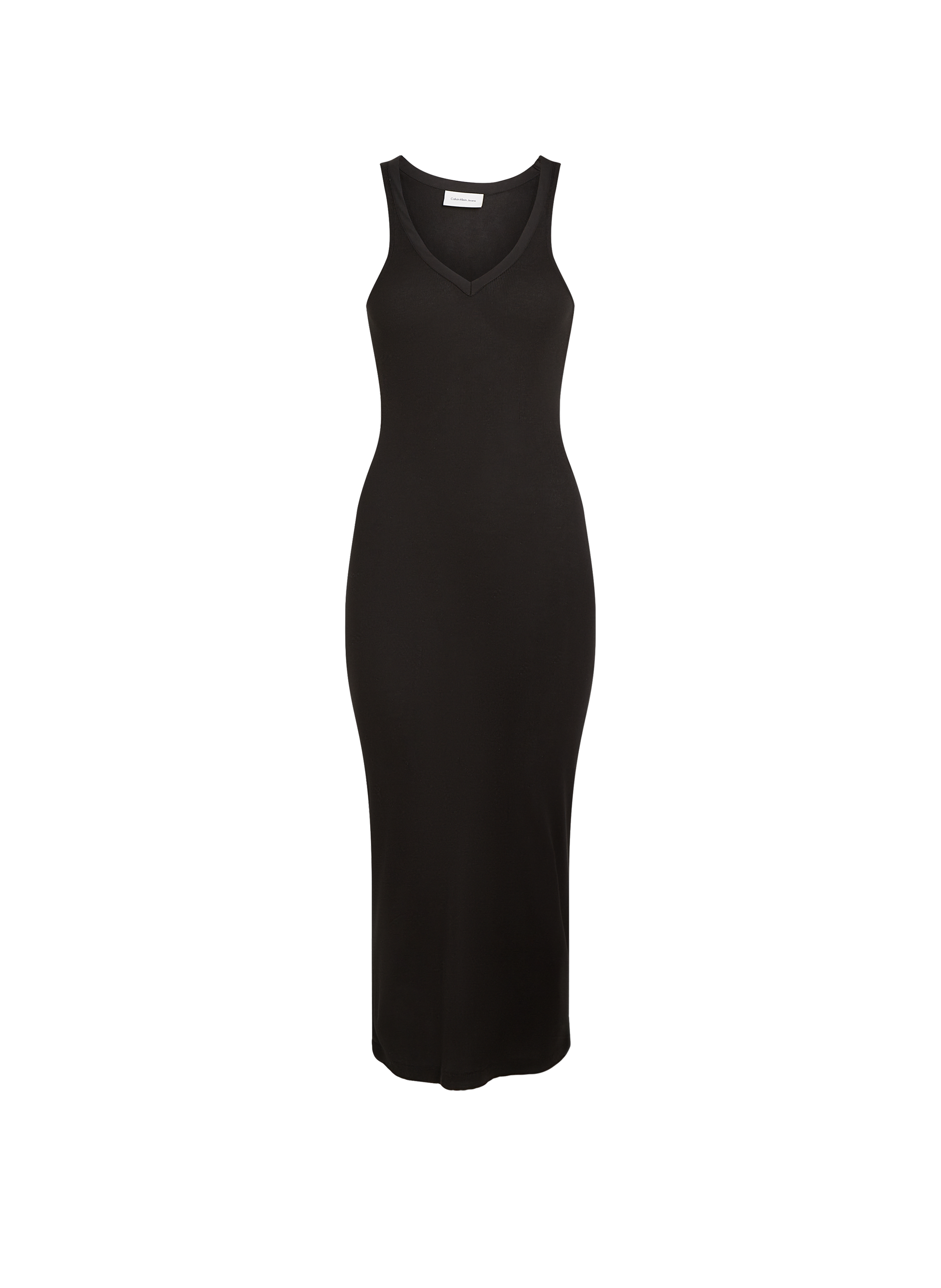 Robe moulante col en V en lyocell CALVIN KLEIN Noir