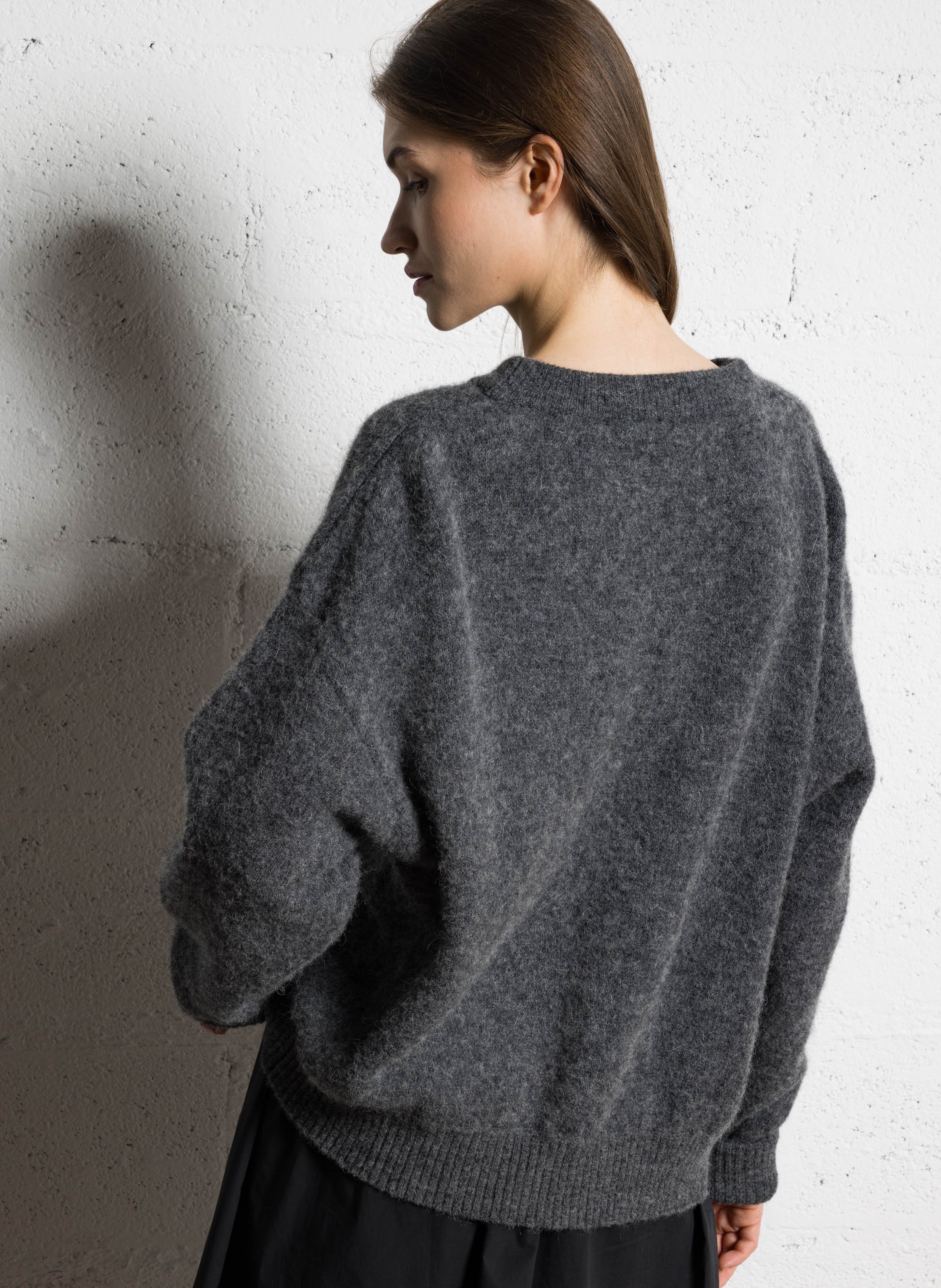 Pull ample col rond en laine mélangée vitow AMERICAN VINTAGE Gris