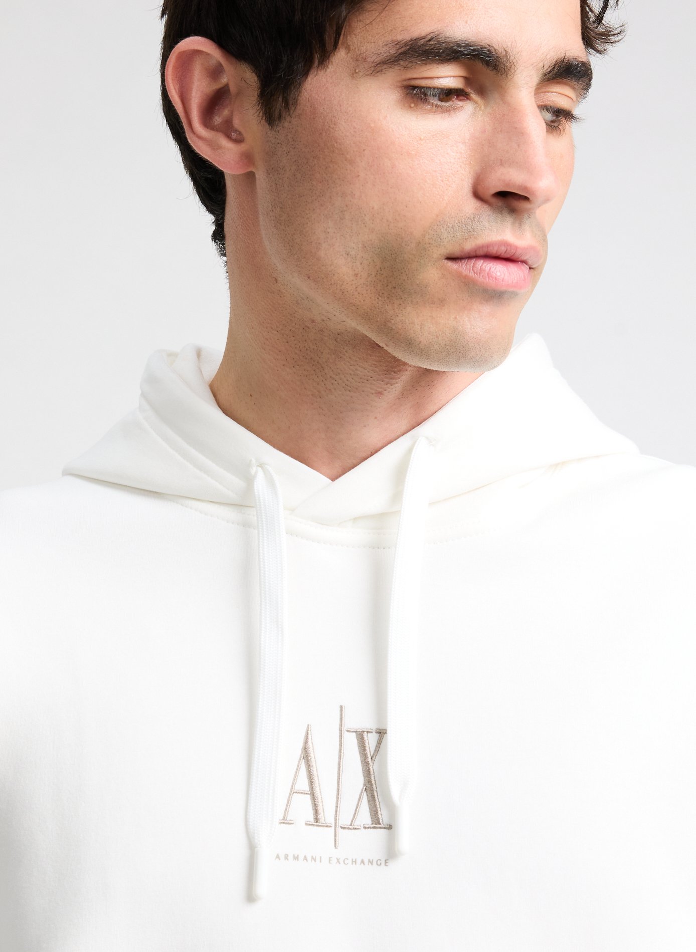 Oversized embroidered hoodie sweatshirt ARMANI EXCHANGE White