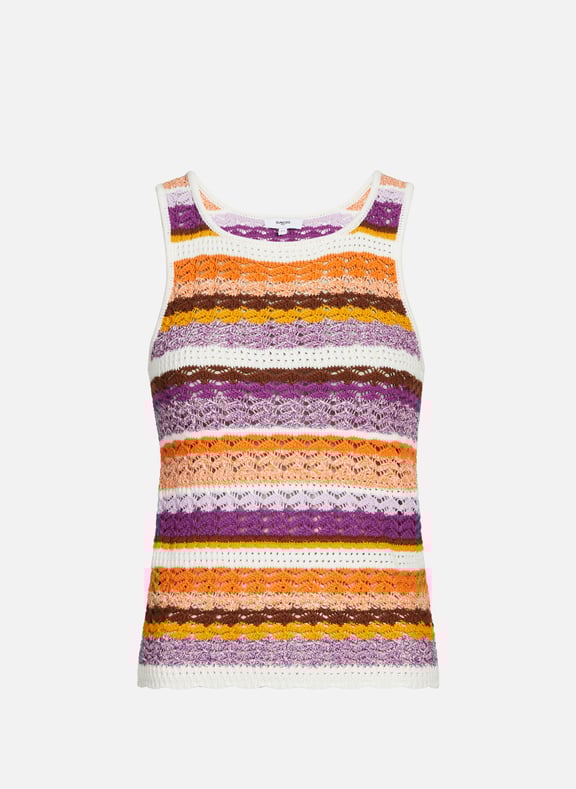 Striped Cotton Knit Tank Top Multicolour by SUNCOO SUNCOO Striped Cotton Knit Tank Top Multicolour