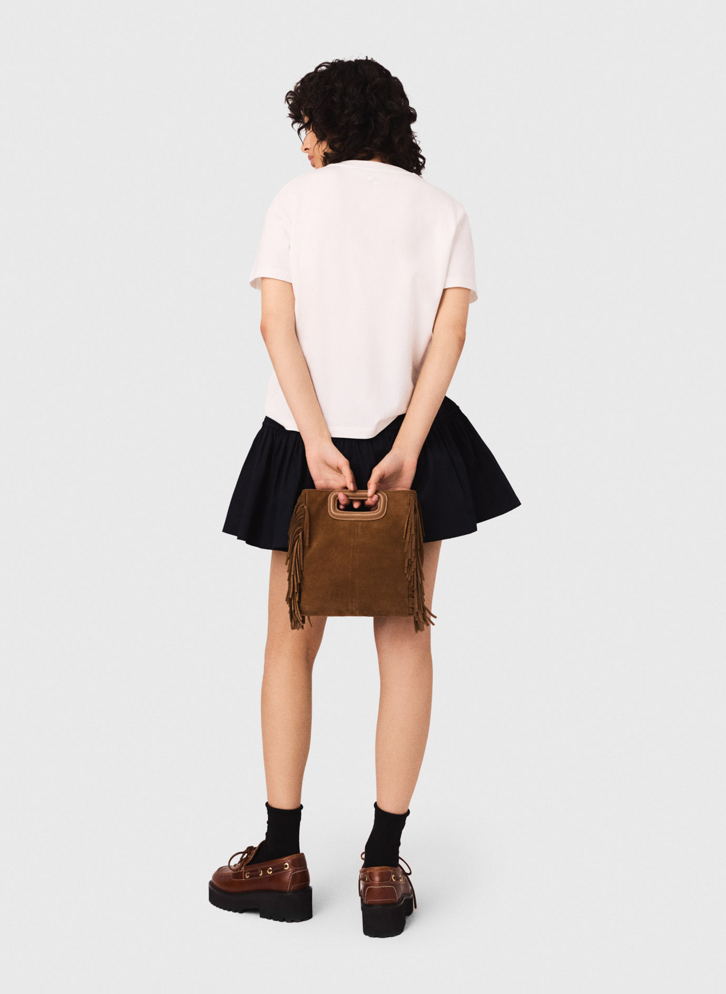 Tee-shirt col rond en coton MAJE Blanc