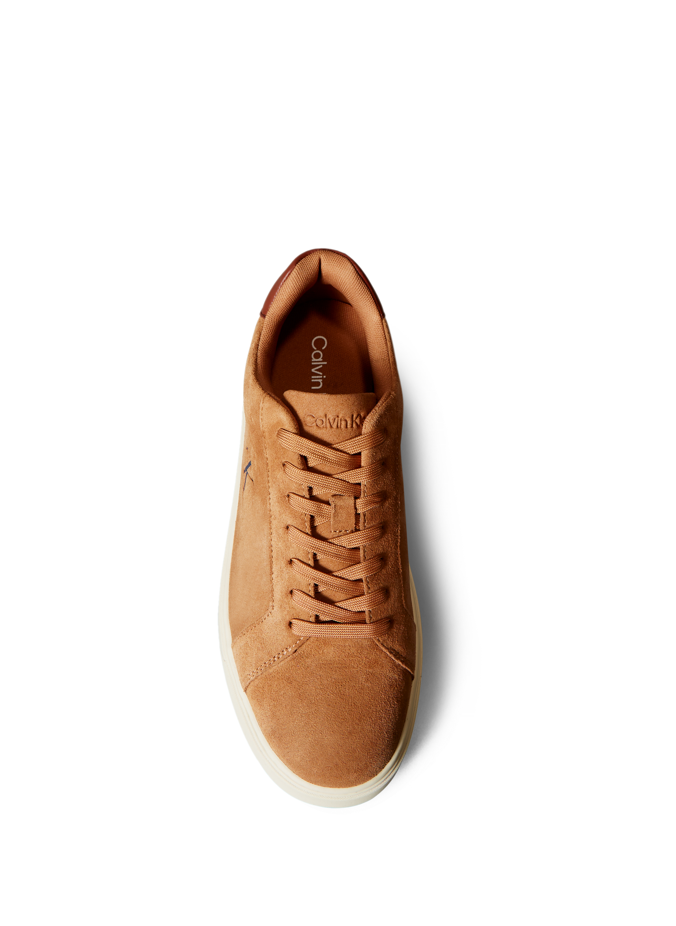 Leather and suede logo sneakers CALVIN KLEIN Brown