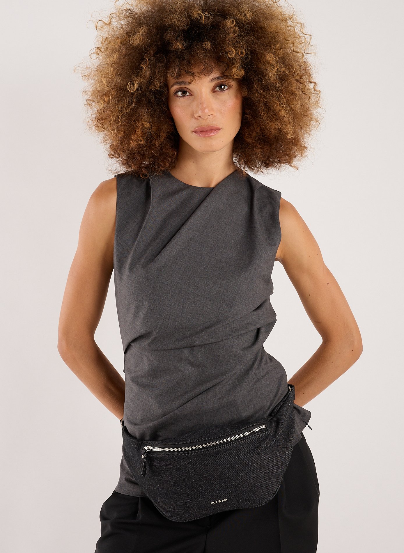 Sac banane Tracy en jean NAT &amp; NIN Gris