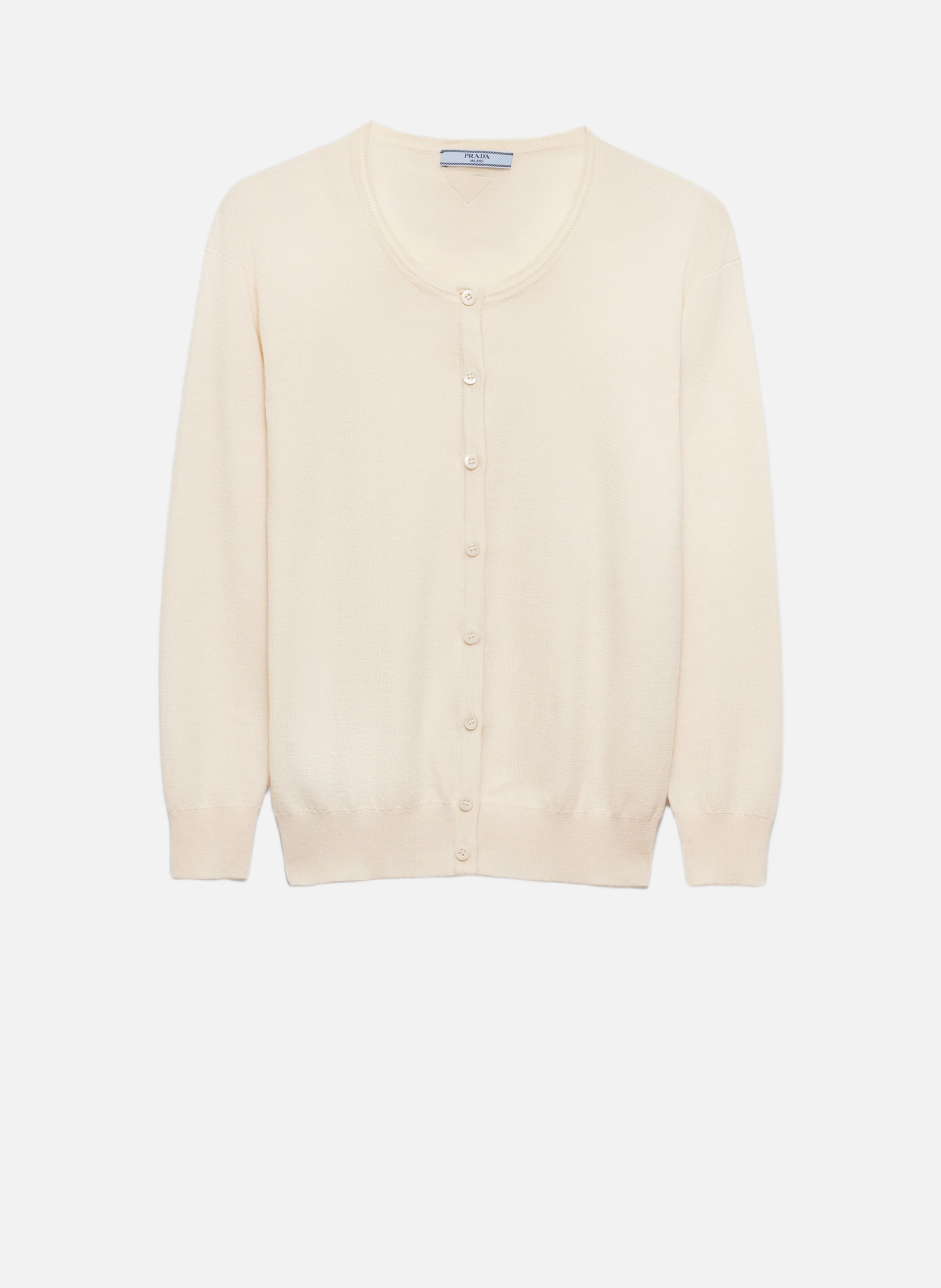 Cardigan en maille de coton et soie PRADA Beige