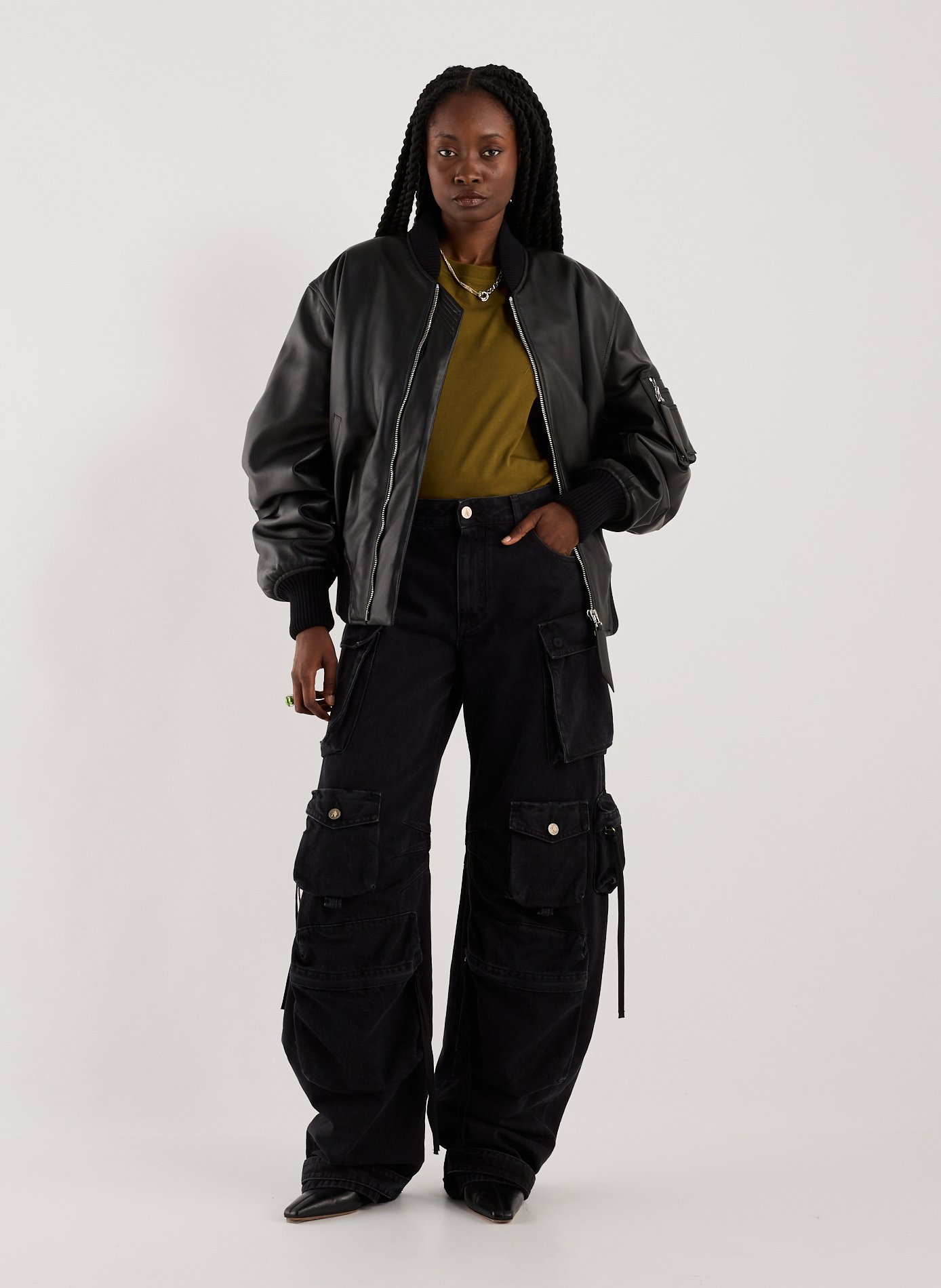 Lamb leather vest THE ATTICO Black