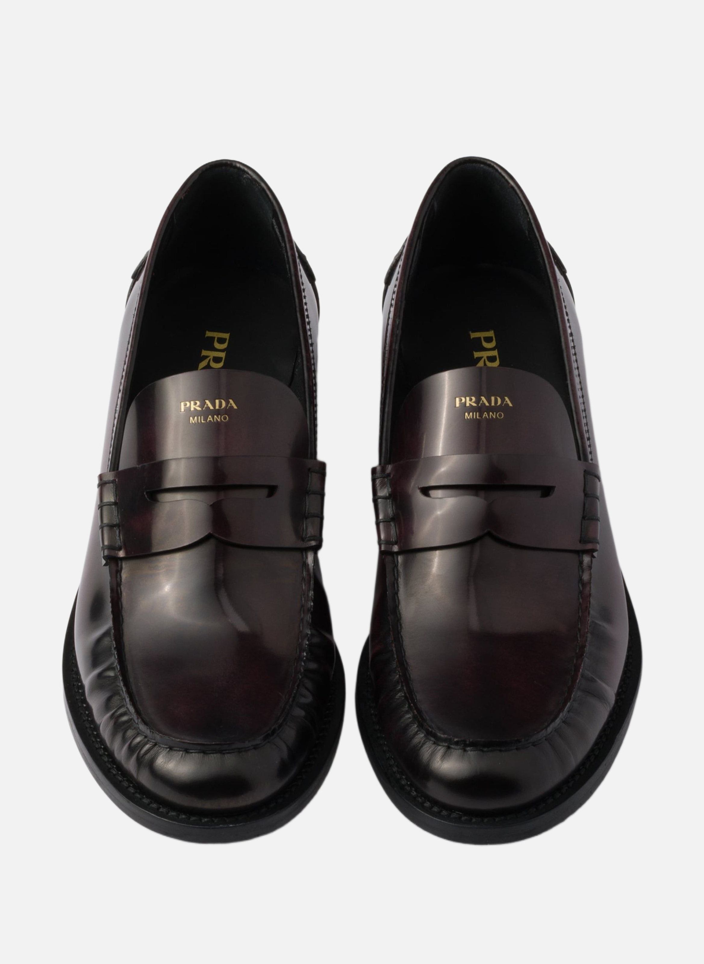 Mocassins en cuir brossé PRADA Rouge