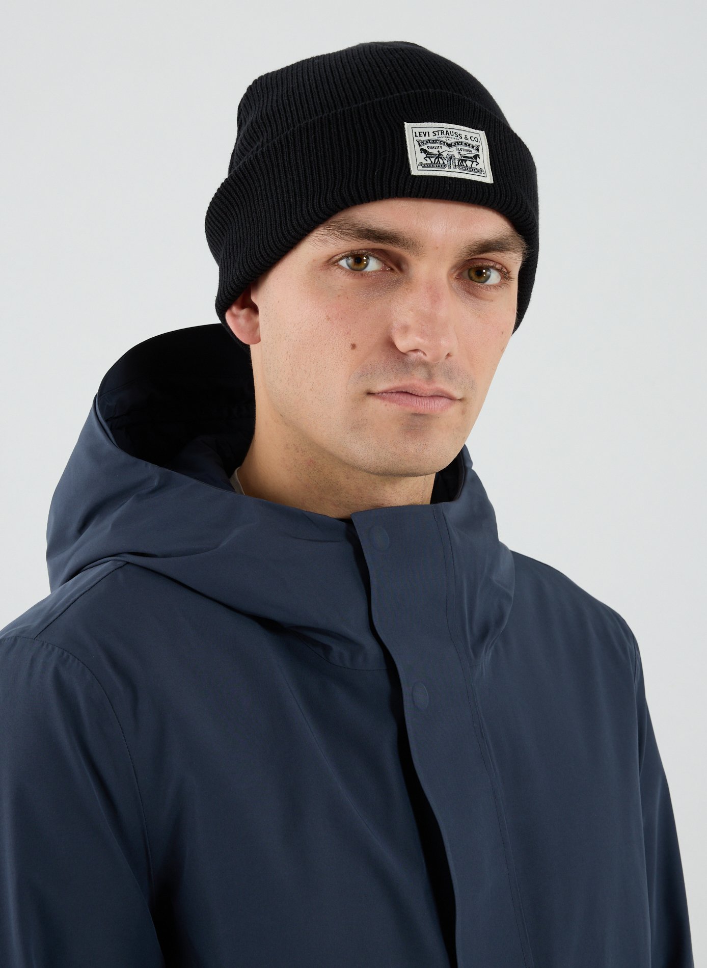 Bonnet en maille en coton LEVIS ACCESSOIRES Noir