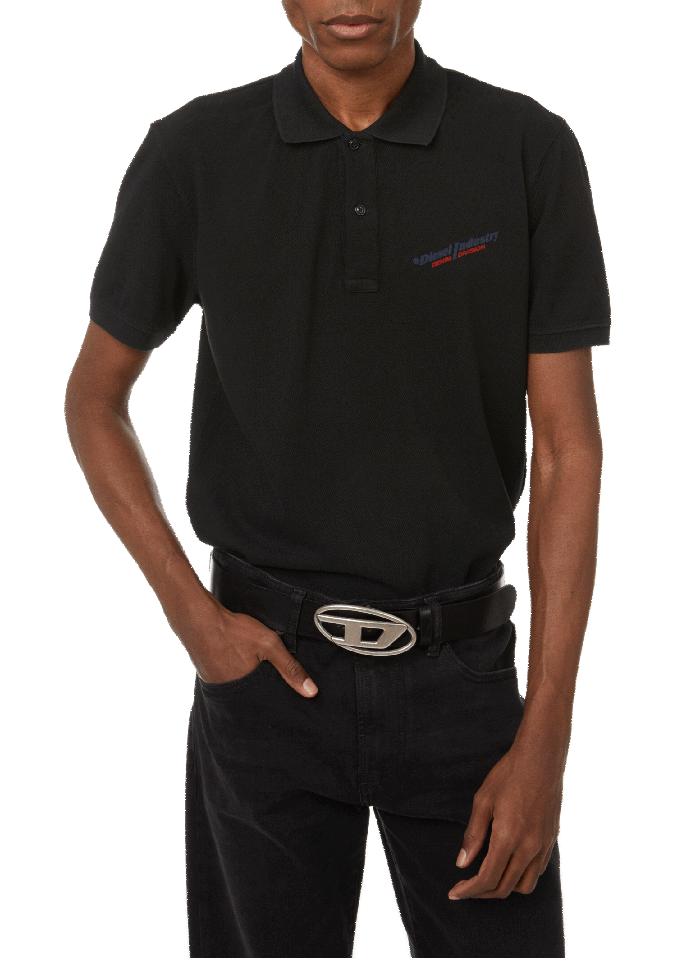 DIESEL Cotton piqué logo polo shirt Black