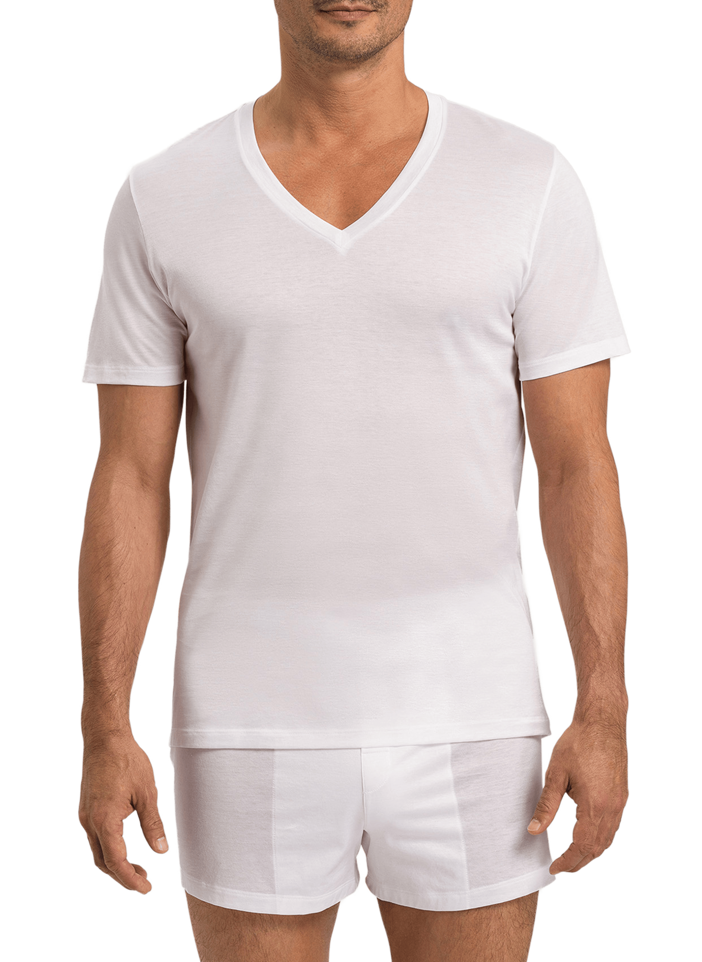 HANRO Cotton V-neck T-shirt White