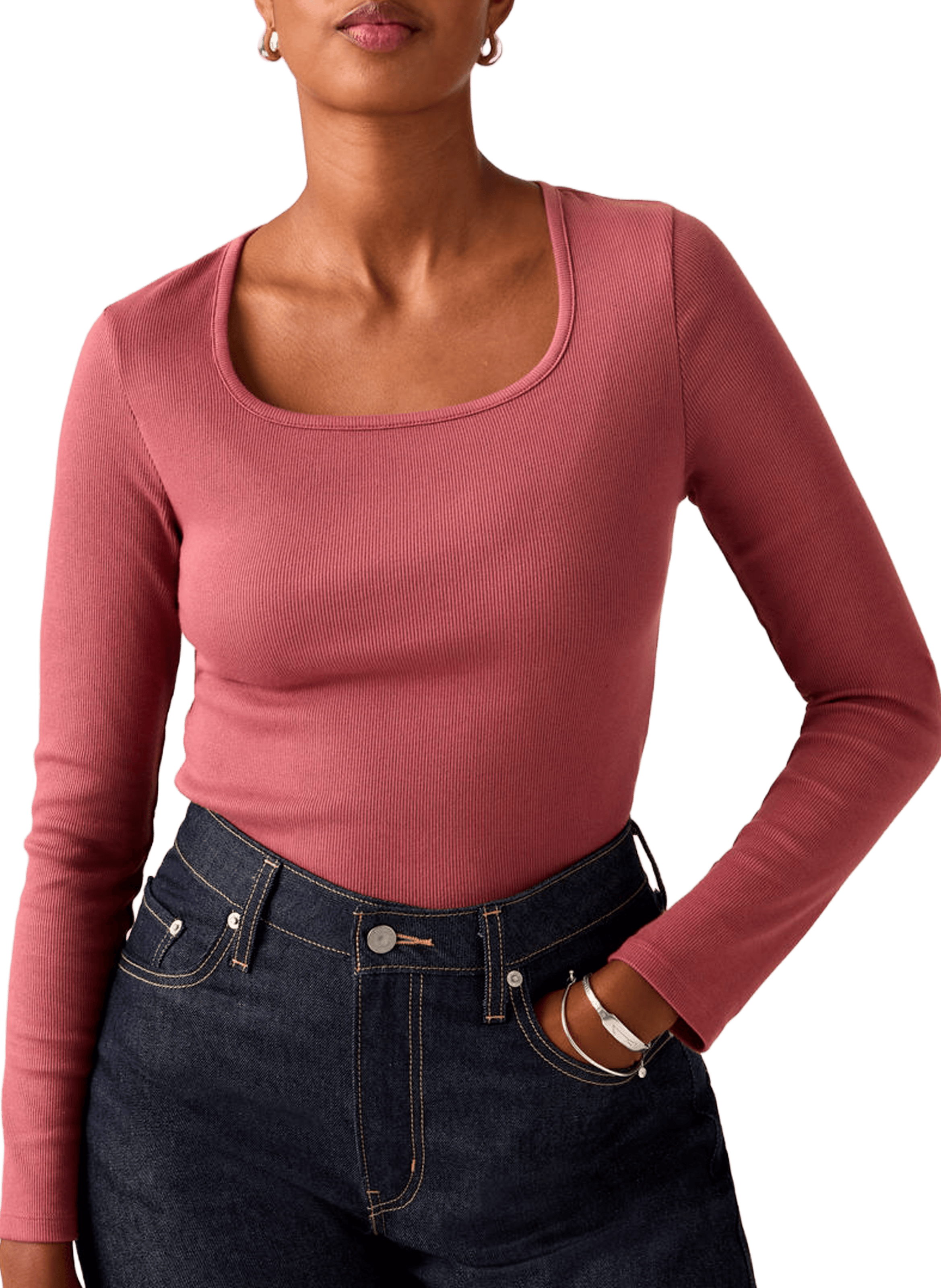 T-shirt droit manches longues en coton mélangé LEVI'S Rouge