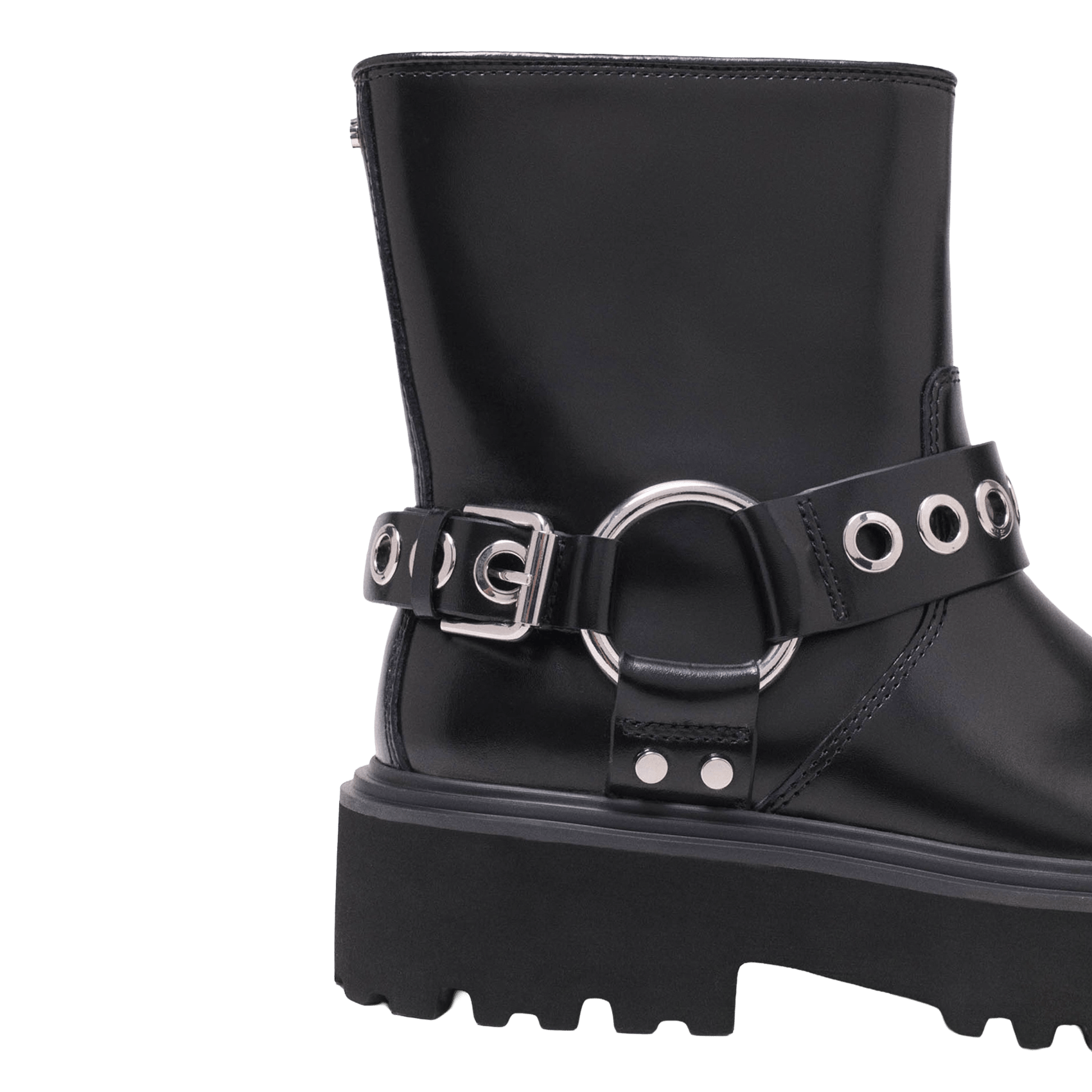 Bottines biker à boucles en cuir MAJE Noir