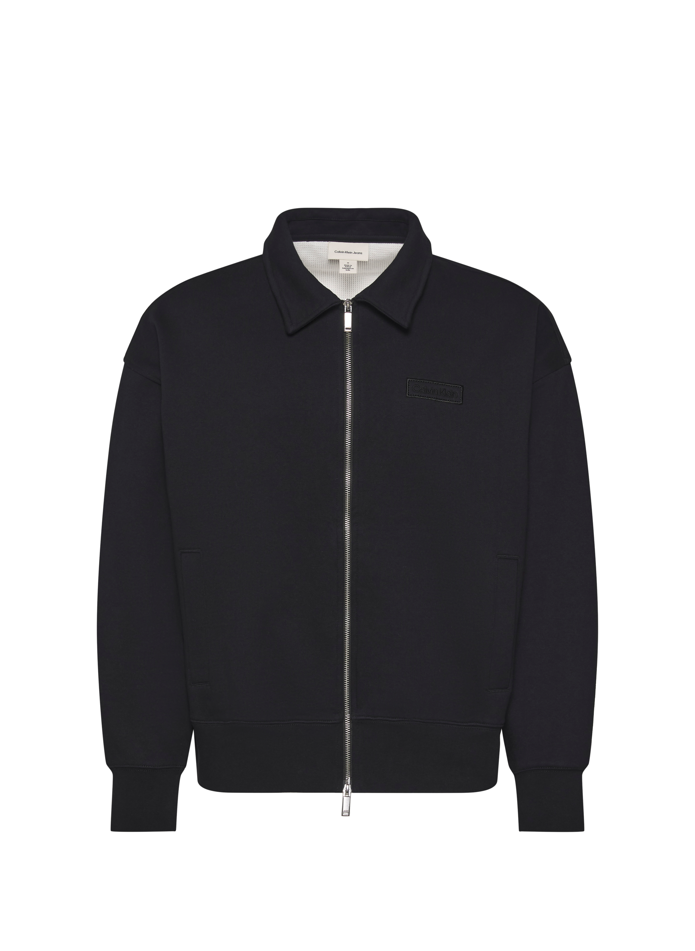 Sweatshirt with classic zip-up collar in cotton CALVIN KLEIN Black