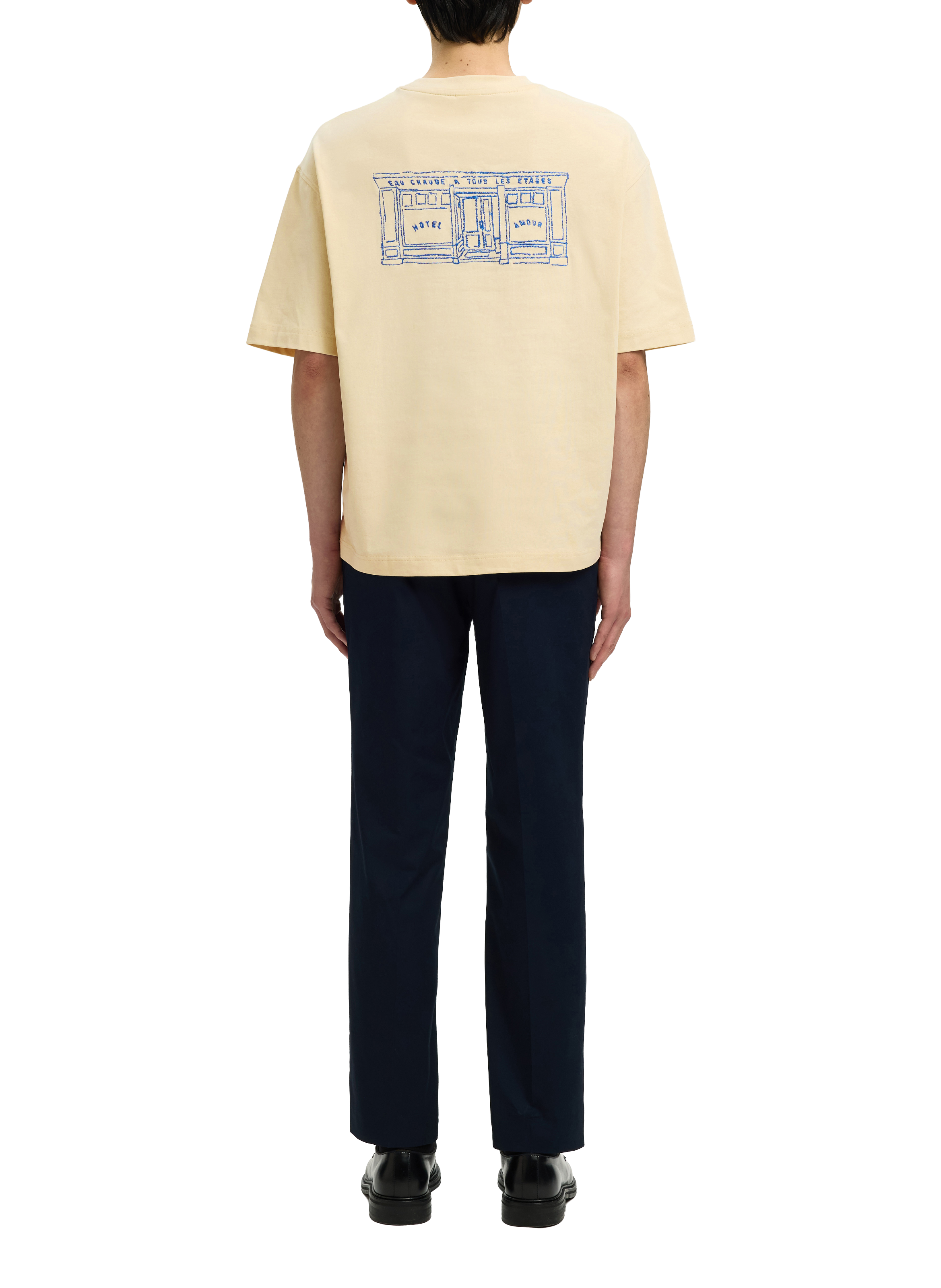 Cotton round-neck T-shirt SELECTED Beige