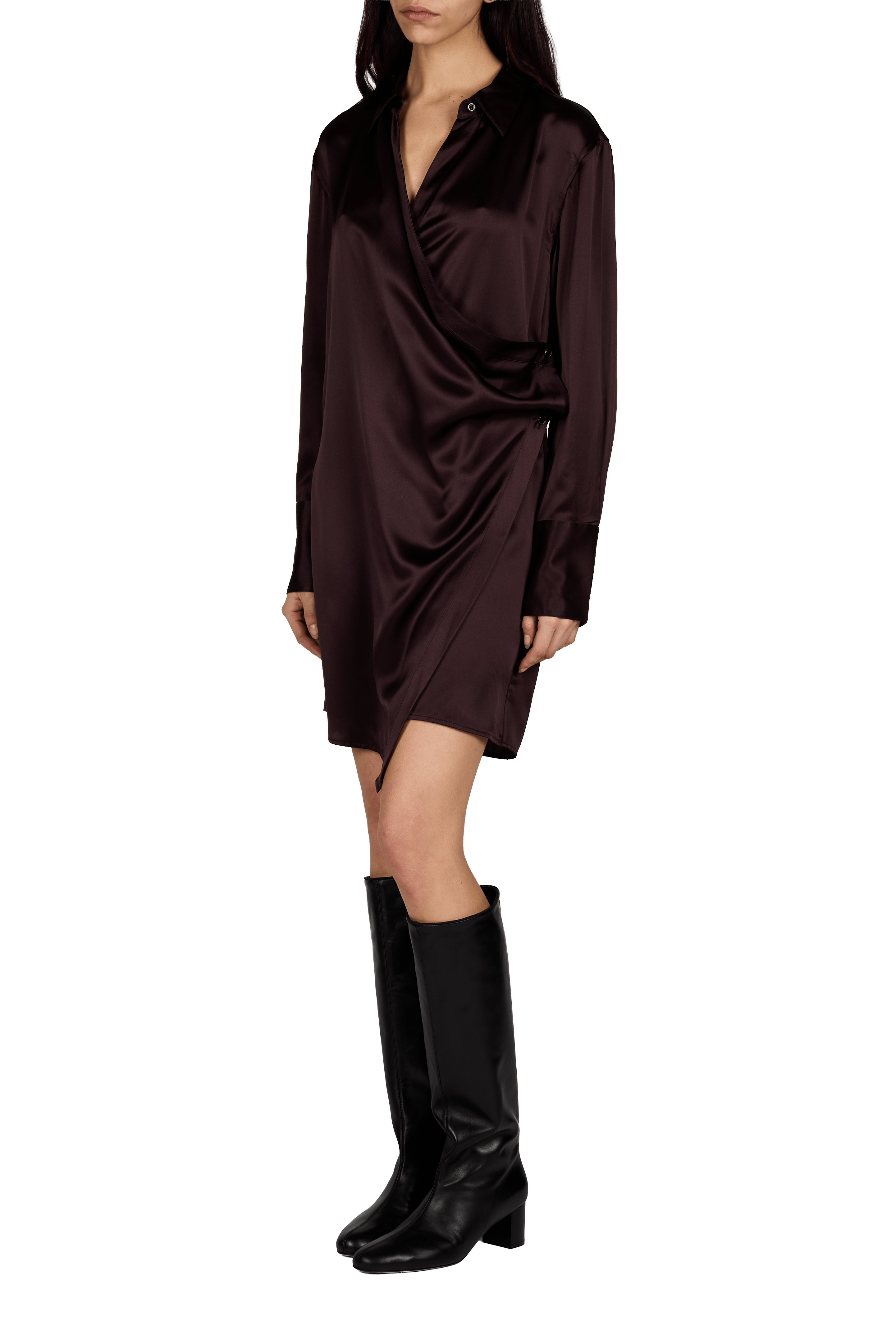 Satin Silk Mini Shirt Dress HELMUT LANG Purple